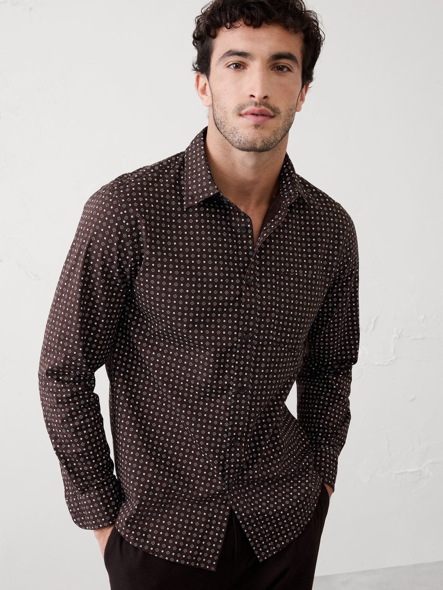 Slim-Fit Softwash Cotton Shirt - Br Tori Geo Brown