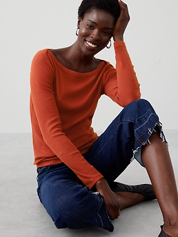 Ribbed Boatneck Top | Banana Republic Factory