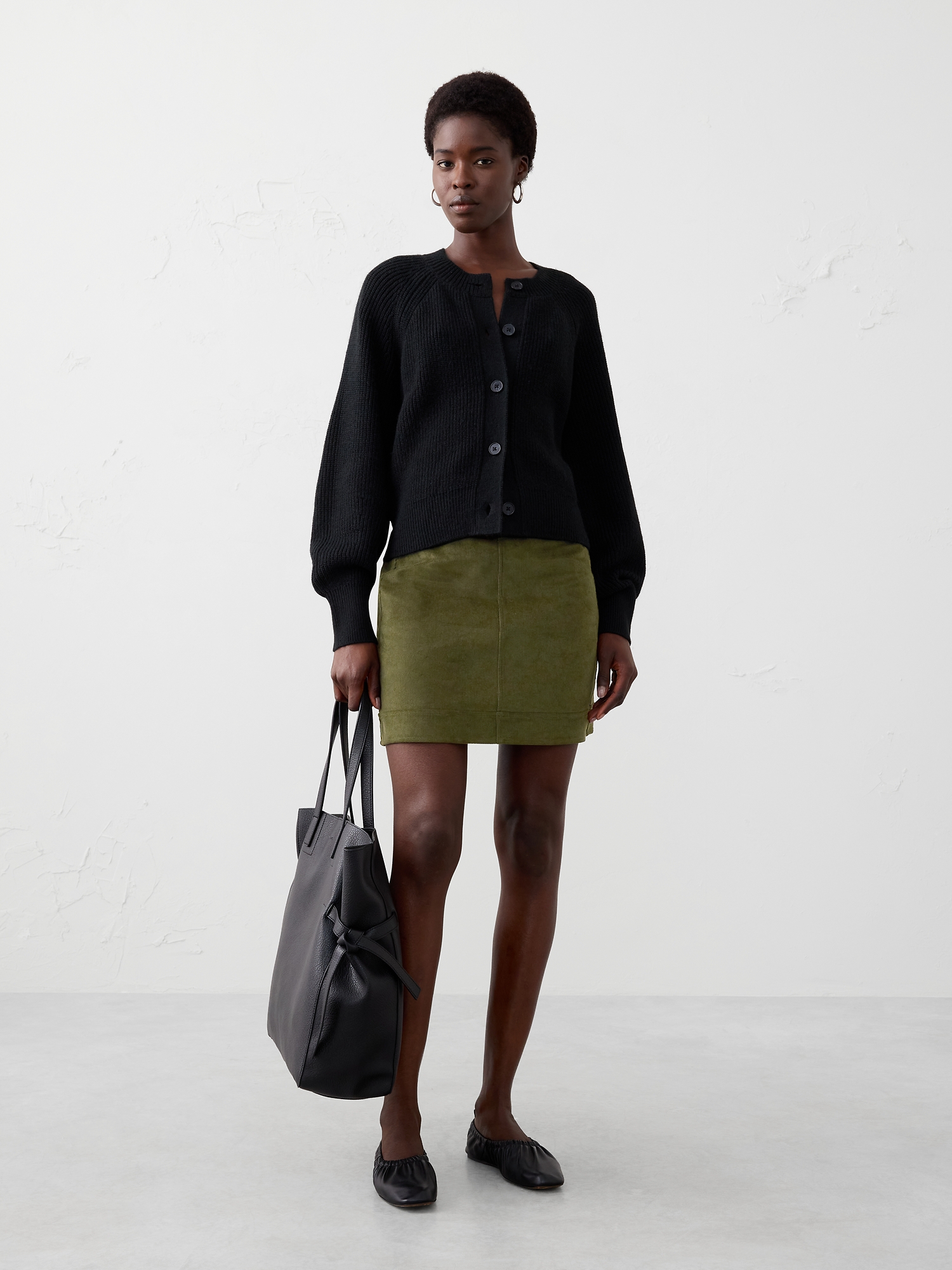Image number 1 showing, Corduroy Seamed Mini Skirt