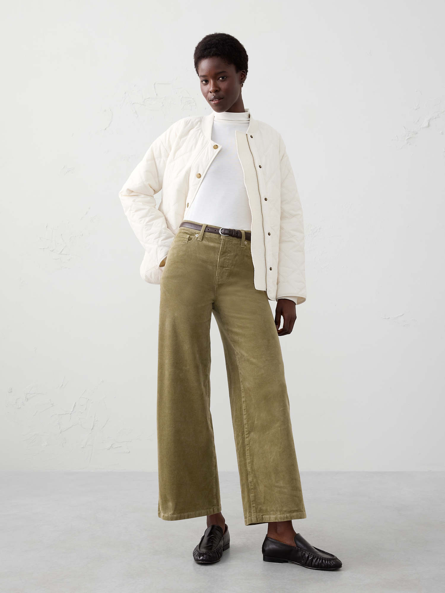 Image number 1 showing, Wide-Leg High-Rise Corduroy Jean