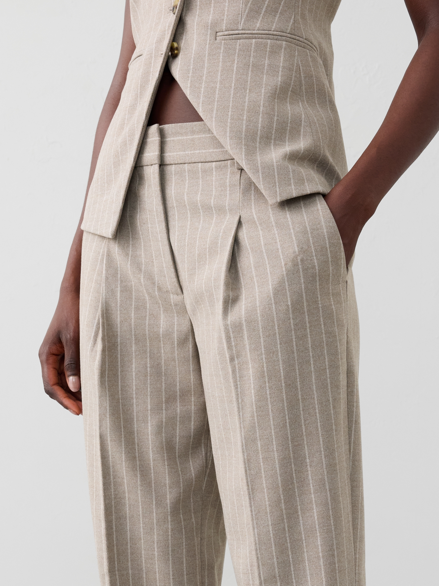 Image number 3 showing, Straight High-Rise Pinstripe Trouser