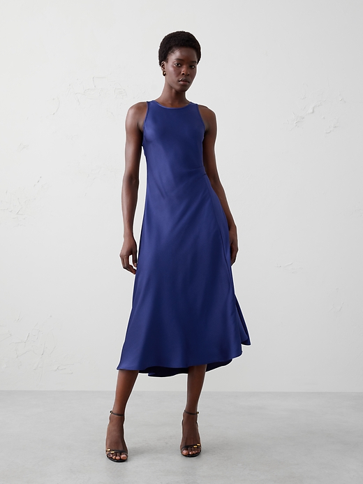banana republic blue satin dress NEW Banana Republic Purple Satin Patterned Slip Dress