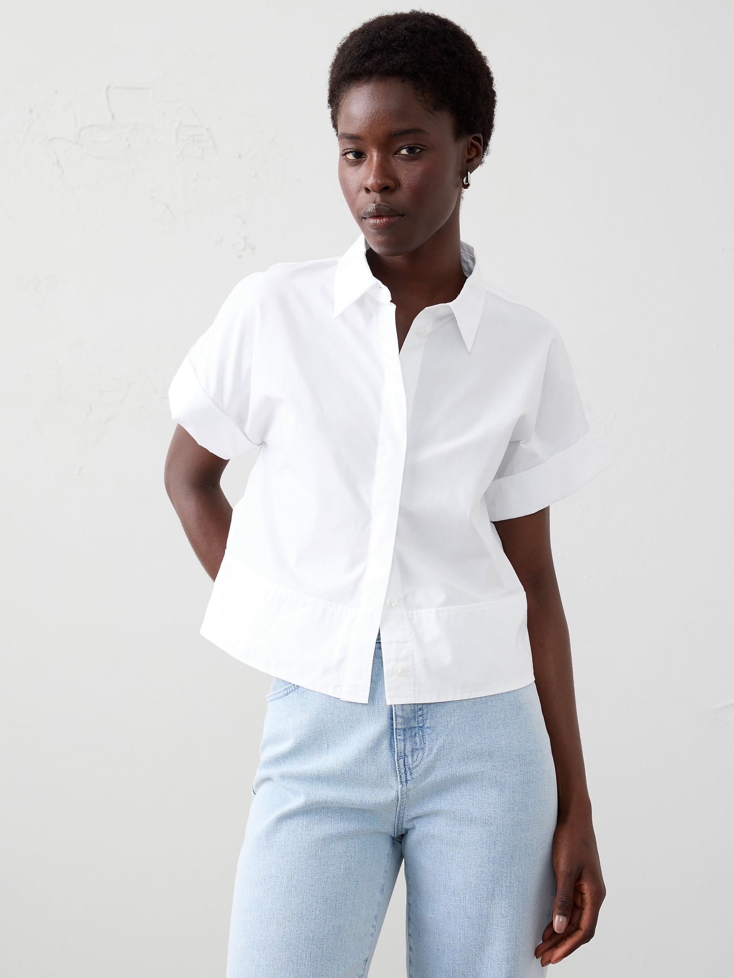 Boxy Poplin Shirt - White