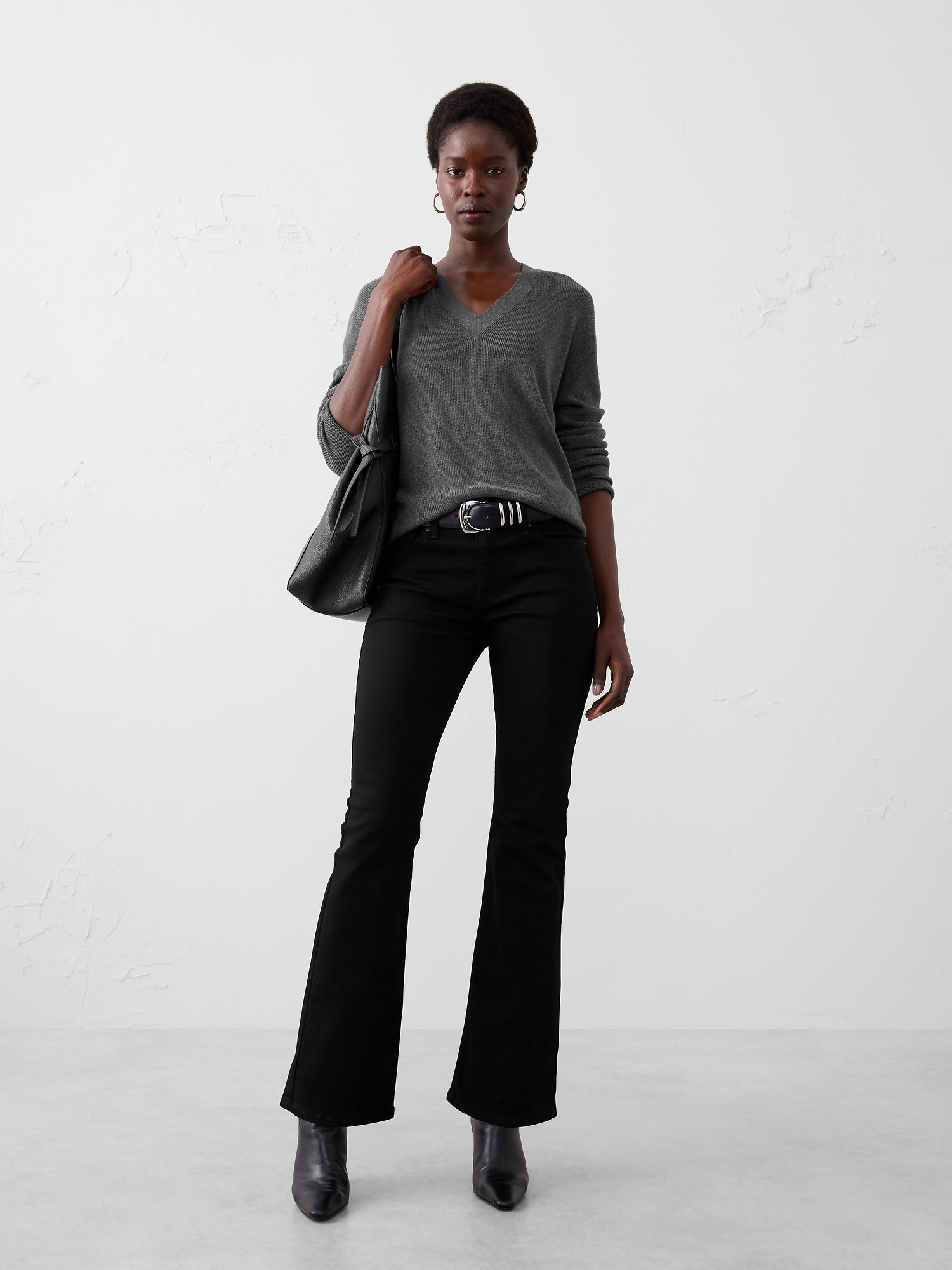 Kick Flare Mid-Rise Jean - Black Wash