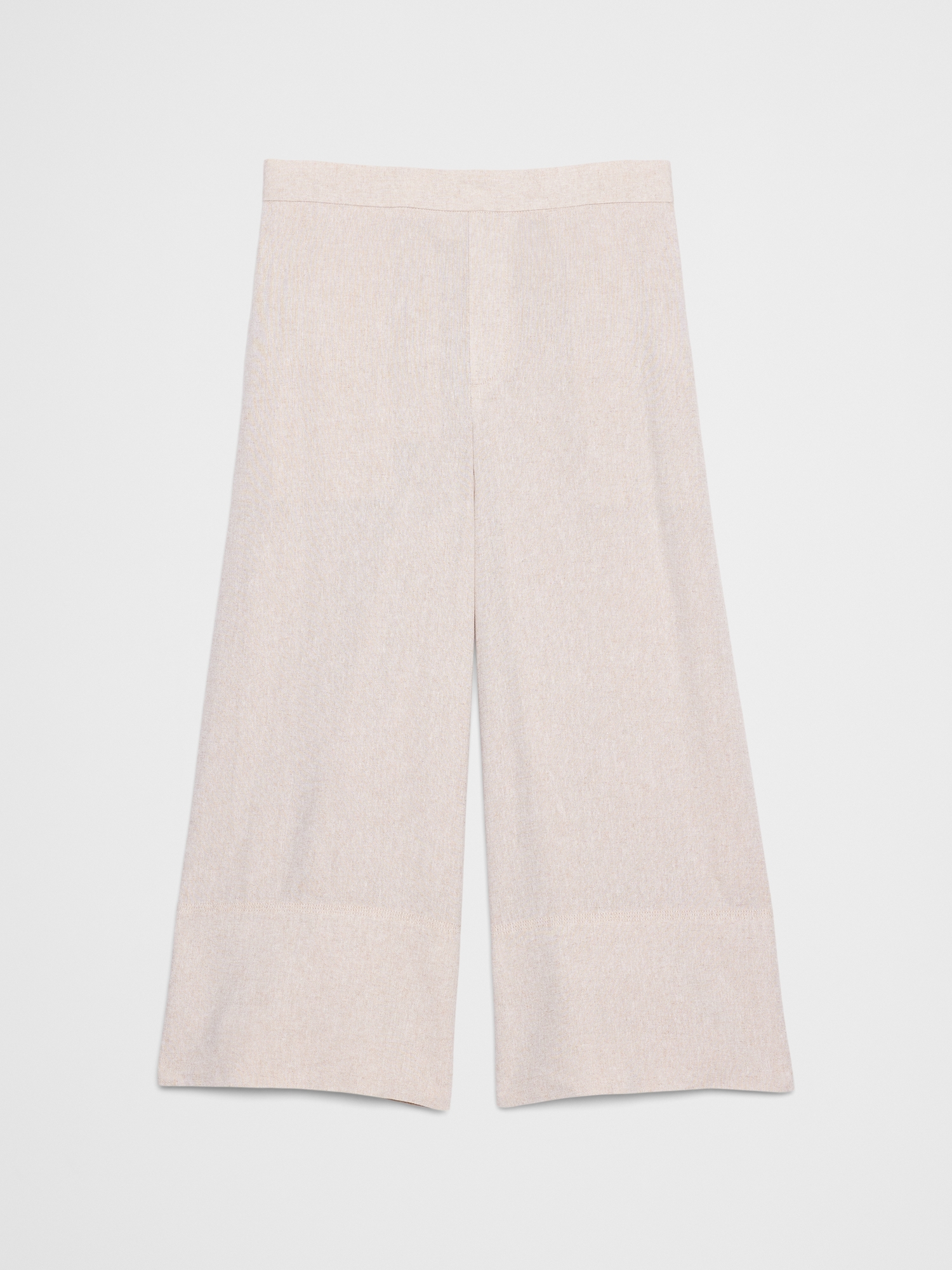 Image number 4 showing, WIDE-LEG HIGH-RISE LINEN-BLEND CROPPED PULL-ON PANT