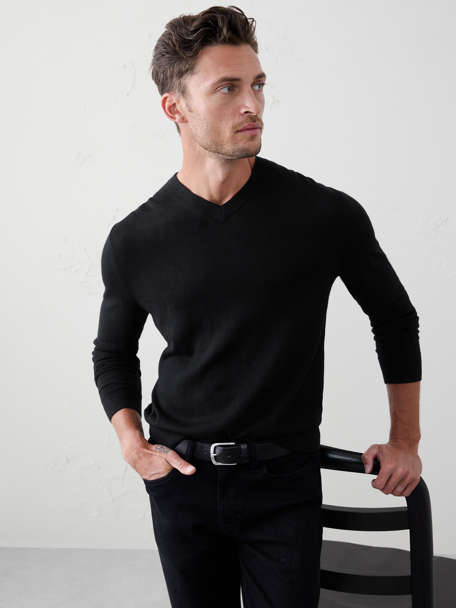Image number 1 showing, Merino Wool V-Neck Sweater