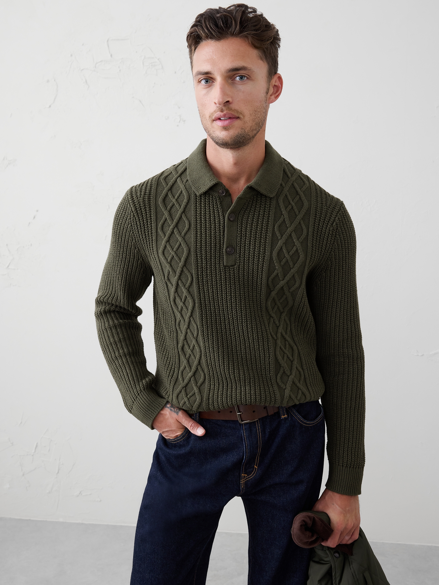 Image number 1 showing, Cable Sweater Polo