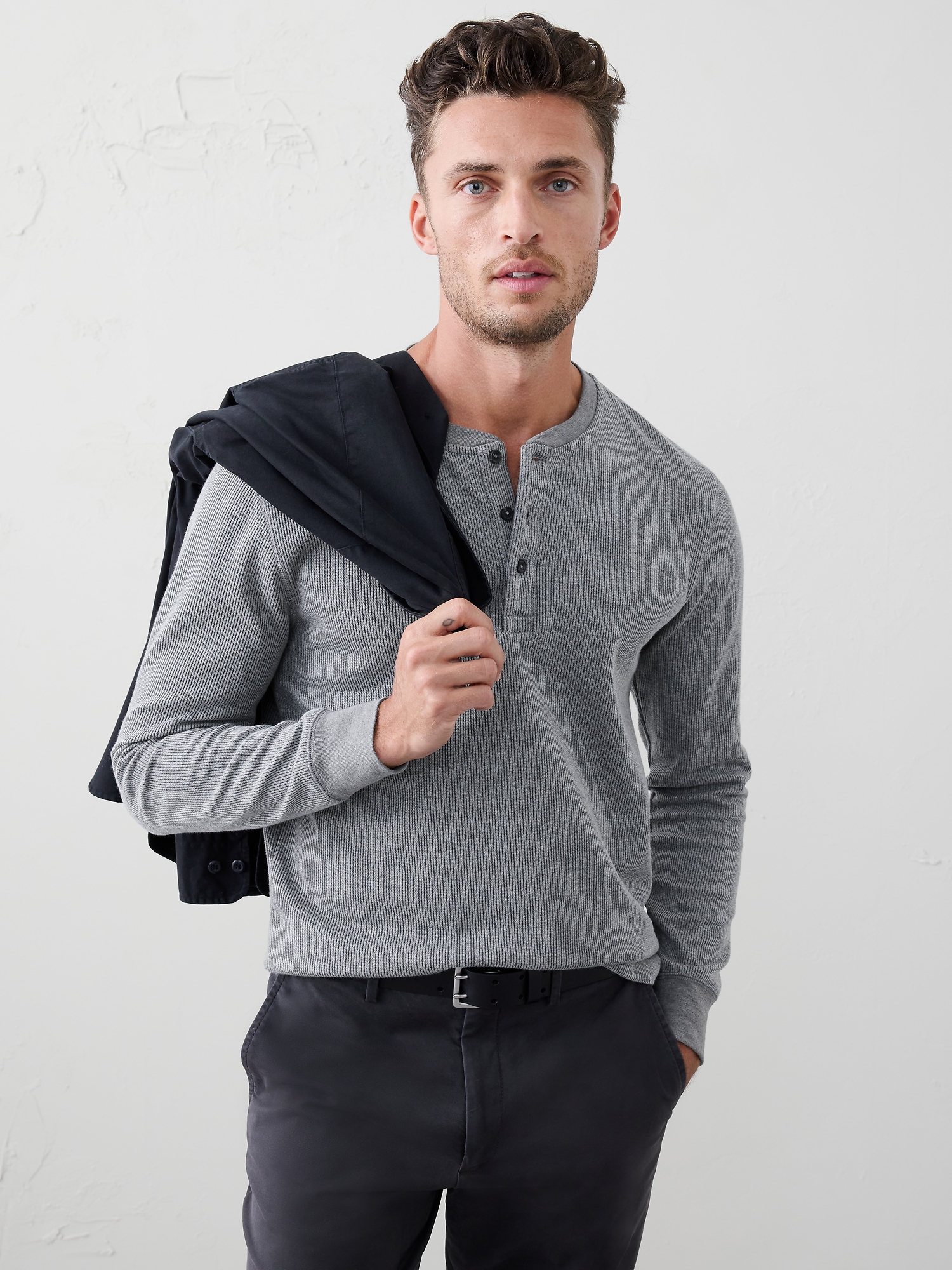 Image number 1 showing, Waffle Knit Henley