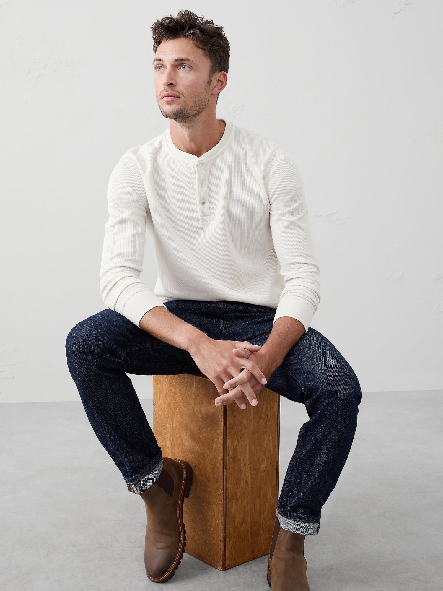 Image number 1 showing, Waffle Knit Henley