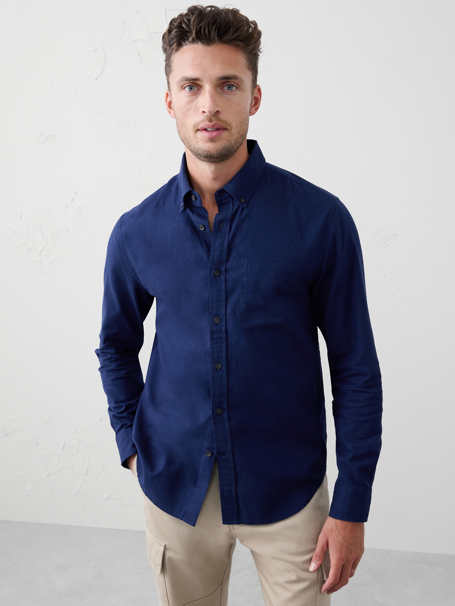 Slim-Fit Lightweight Flannel Shirt - Tapestry Navy