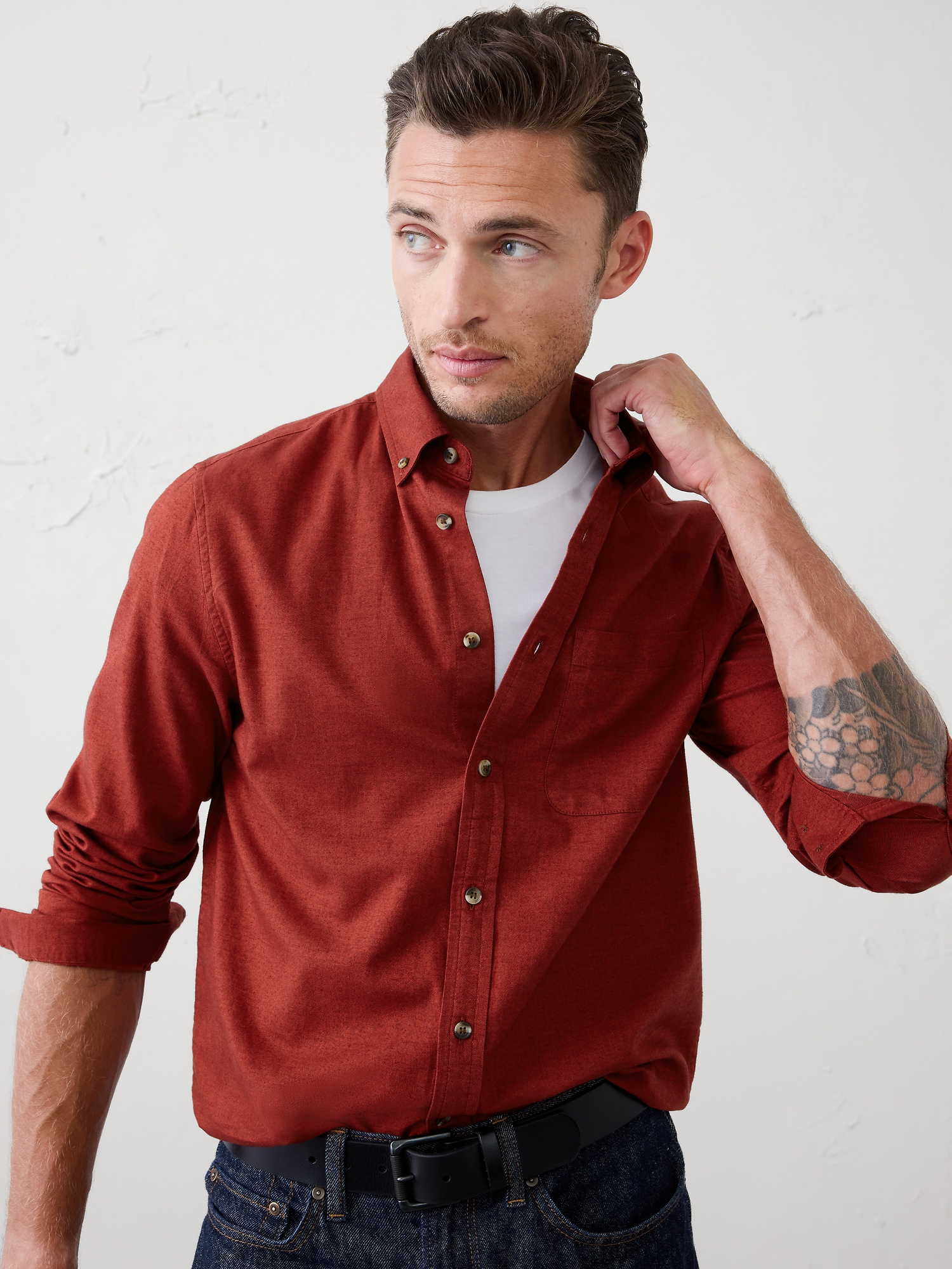 Slim-Fit Lightweight Flannel Shirt - Embers