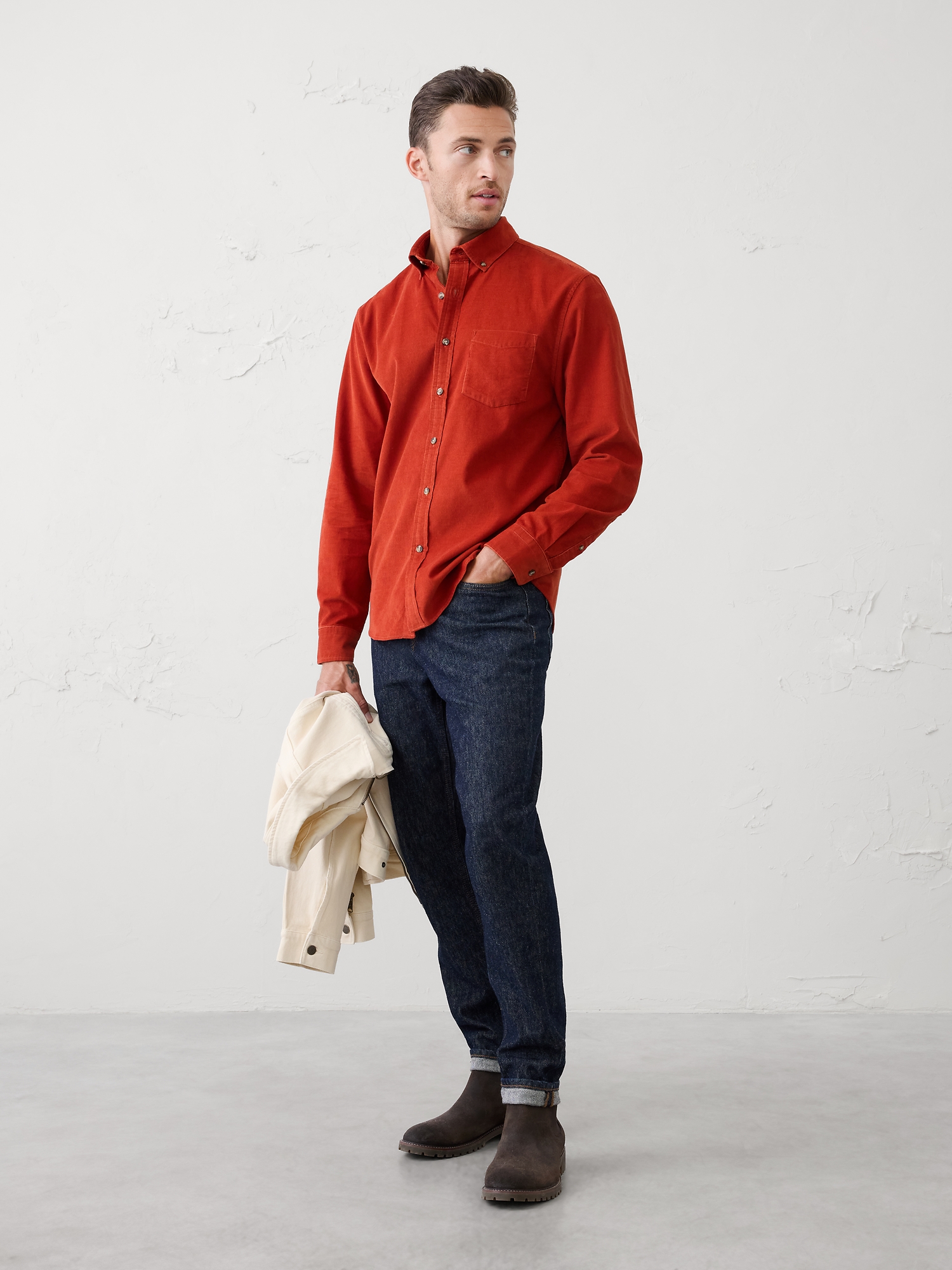 Slim-Fit Fine Wale Corduroy Shirt - Rustic Villa