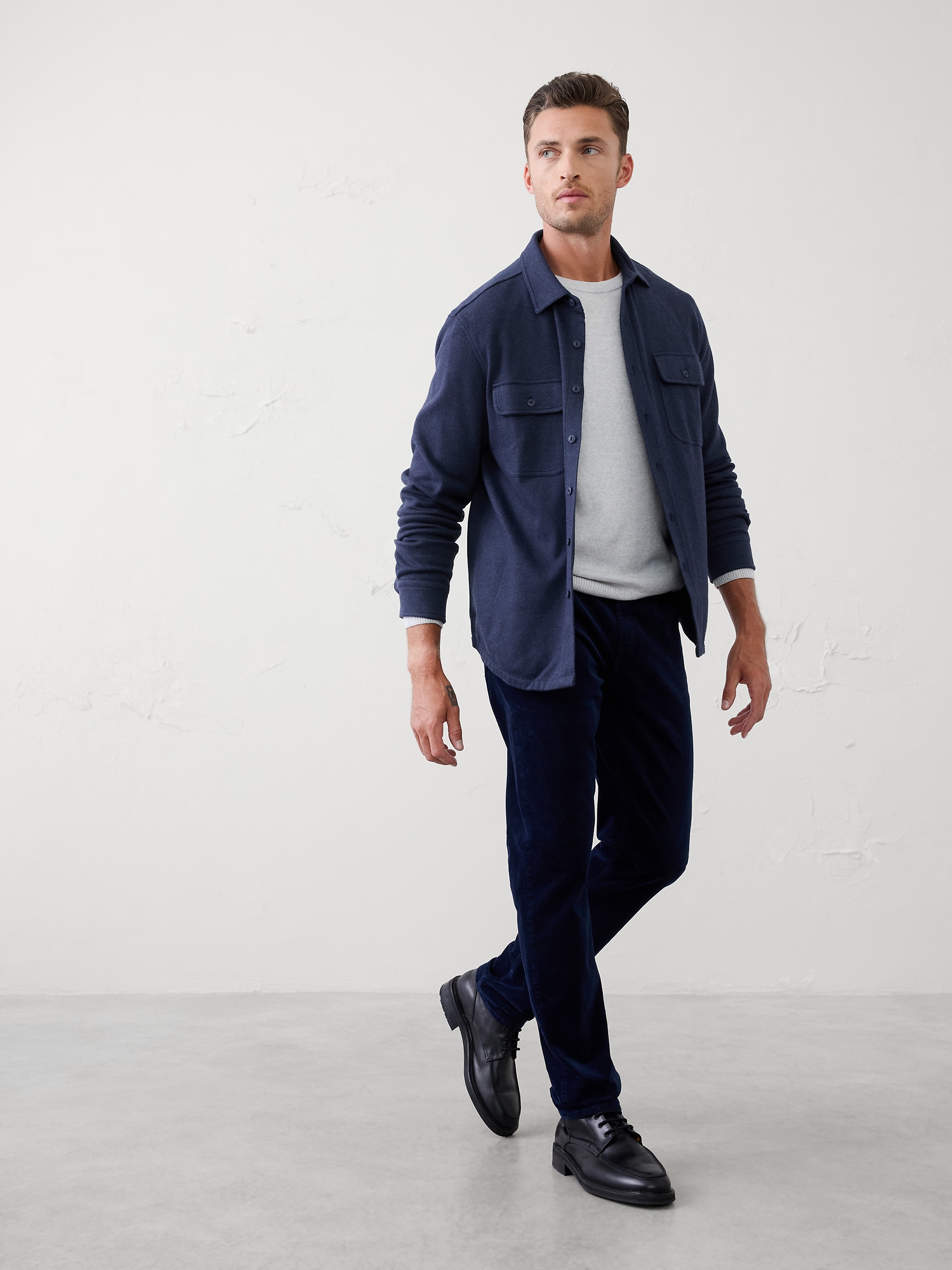 Chemise standard en chamois - Bleu Marine Véritable