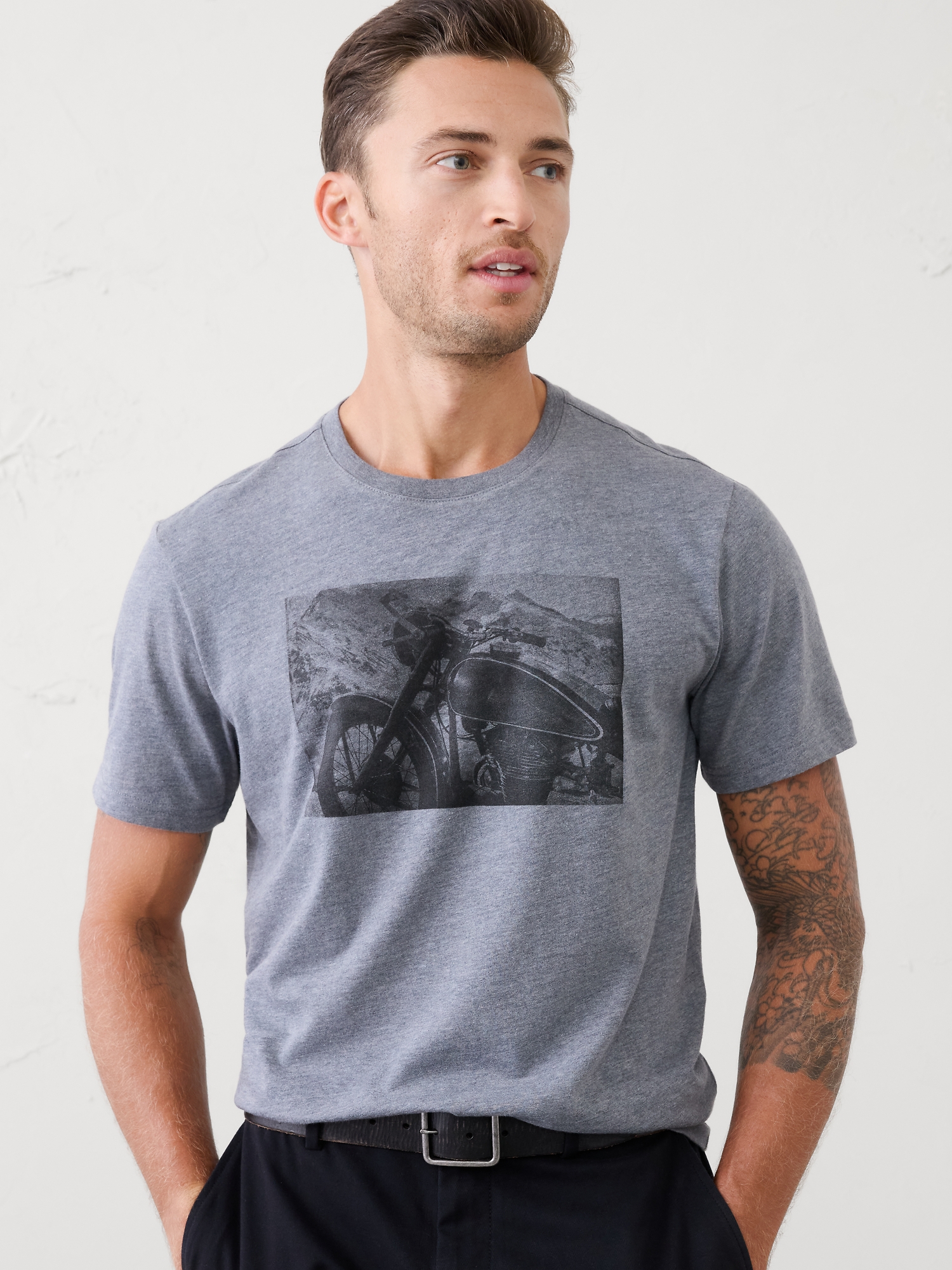 T-shirt à imprimé - Gris Chiné