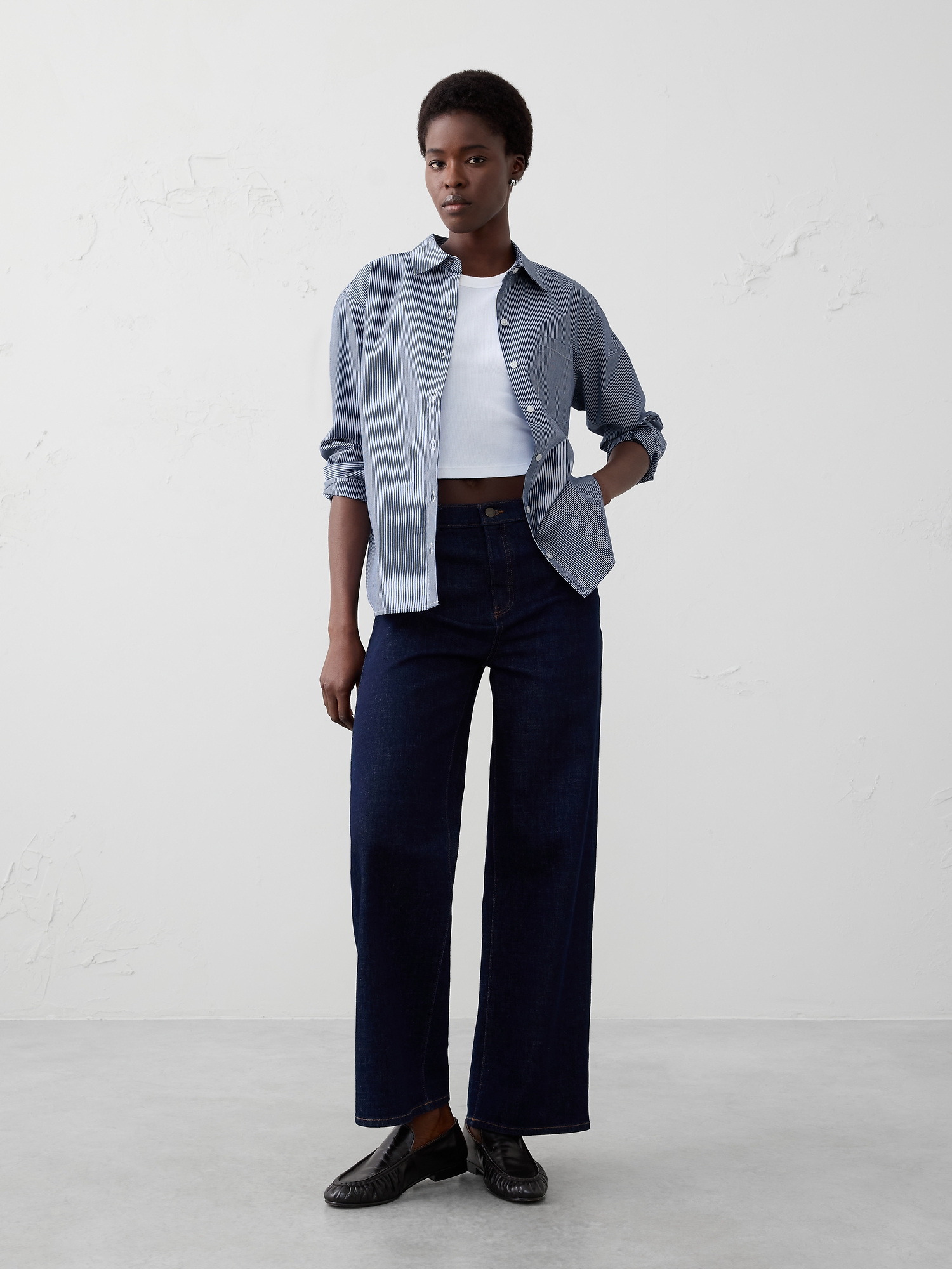 Classic Poplin Shirt - Blue Stripe