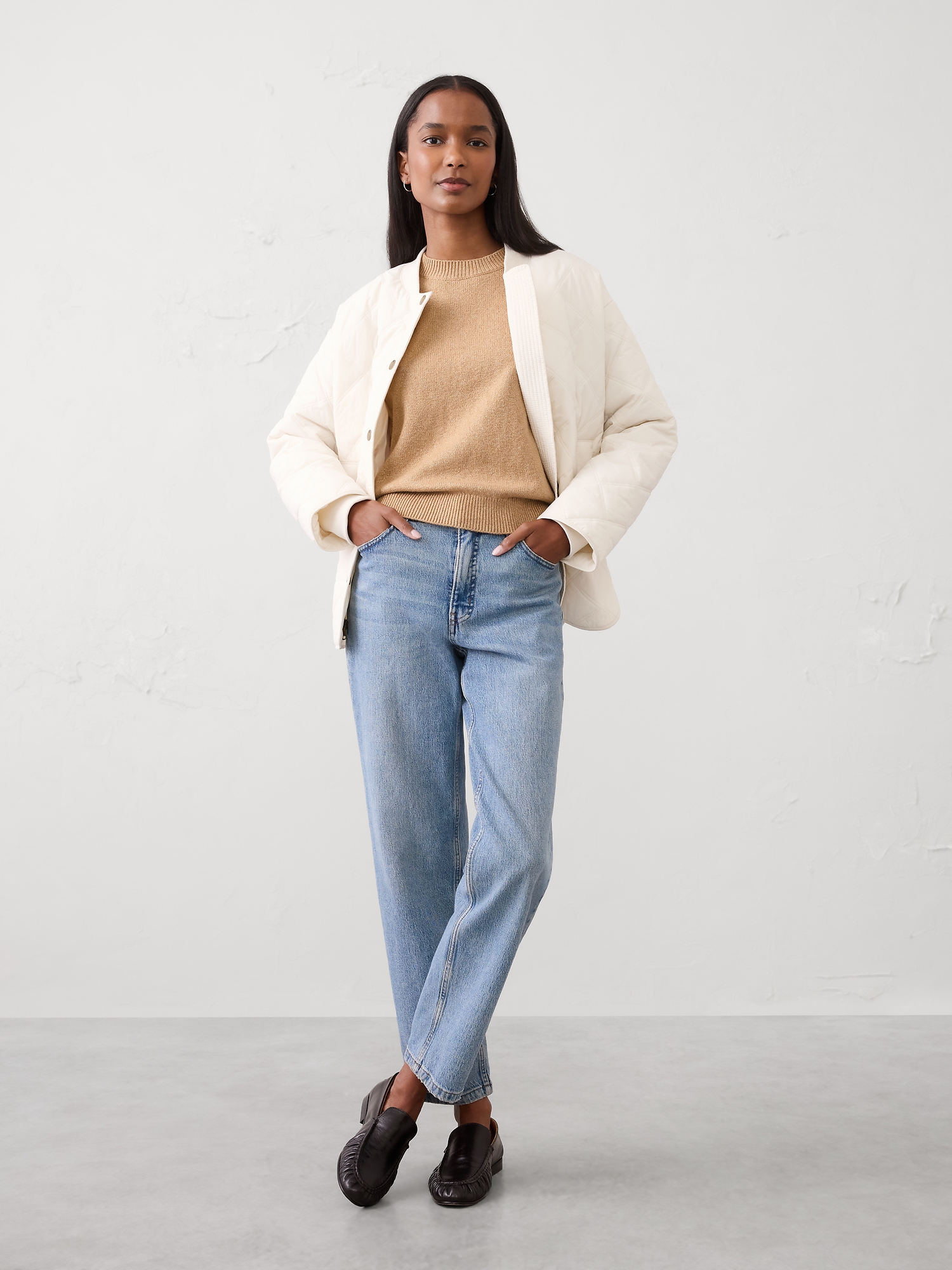 Cozy Pullover Sweater - Camel And Shiny Gold Lurex