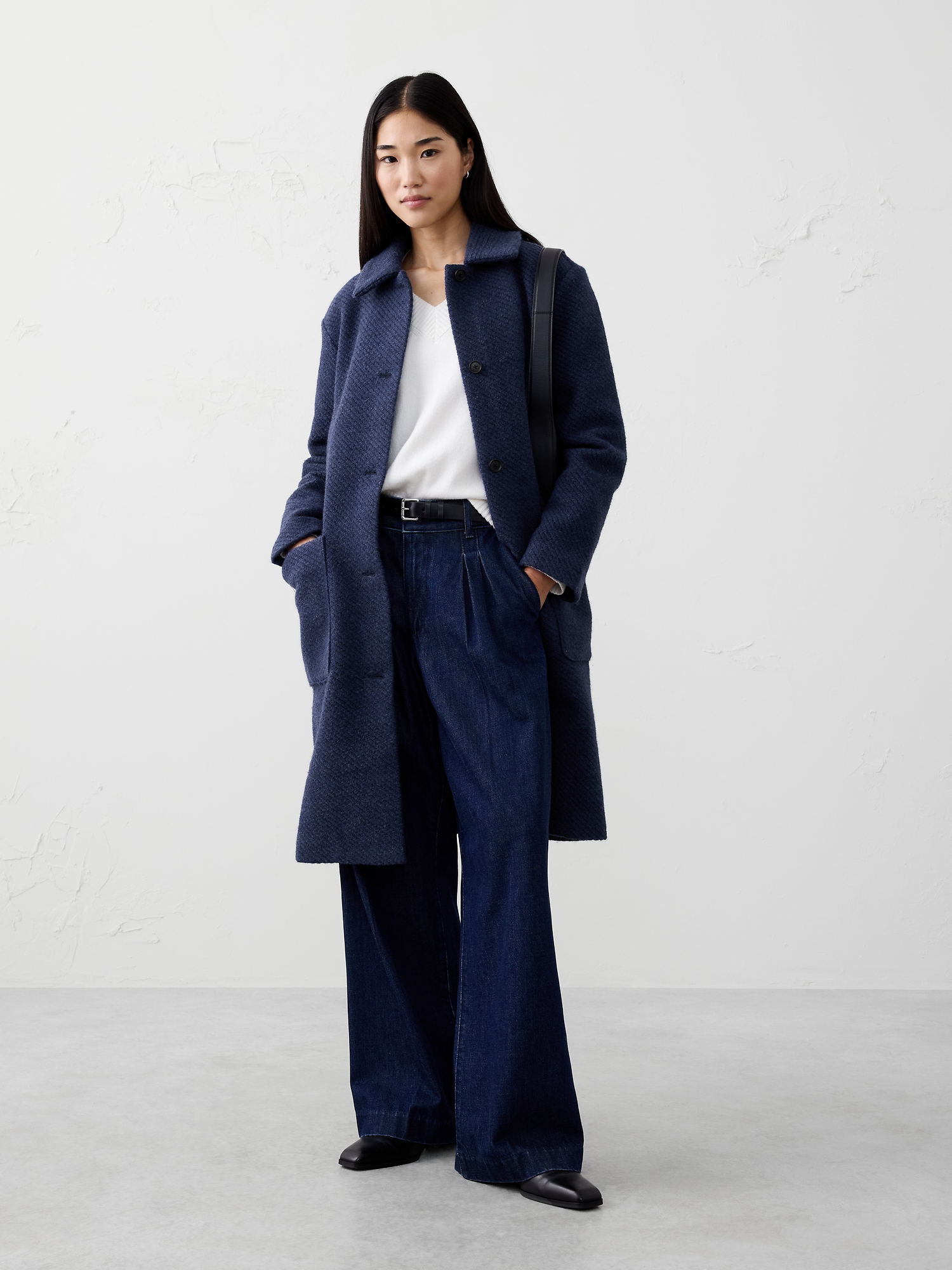 Image number 1 showing, Knit Long Mac Coat