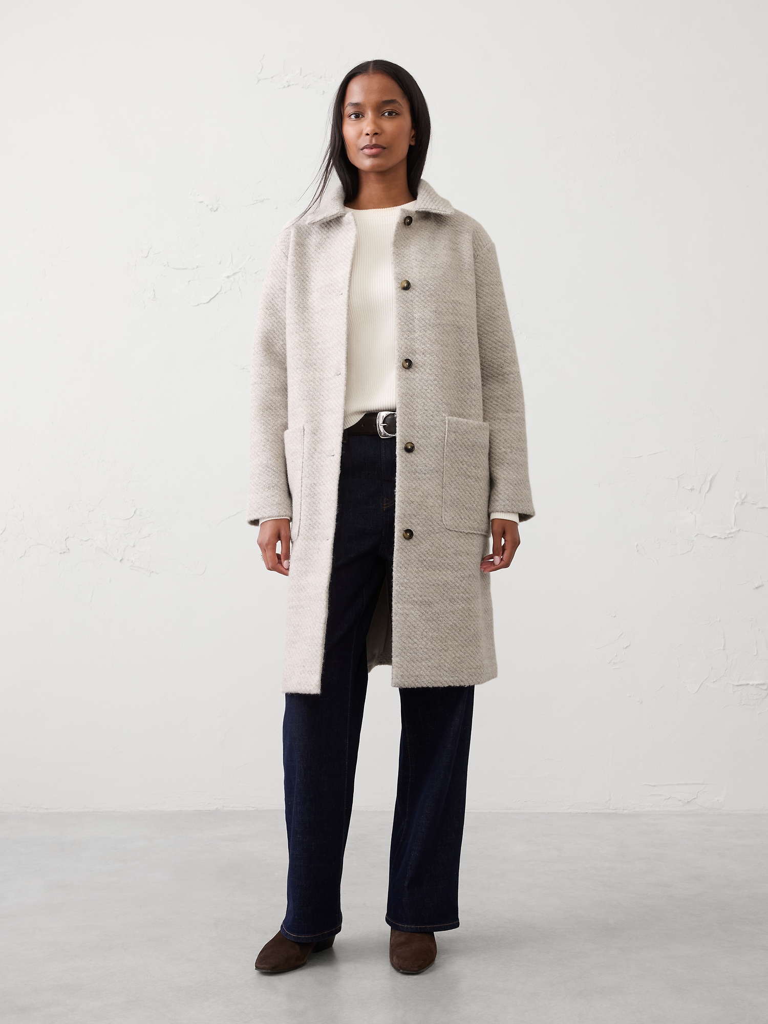 Image number 1 showing, Knit Long Mac Coat
