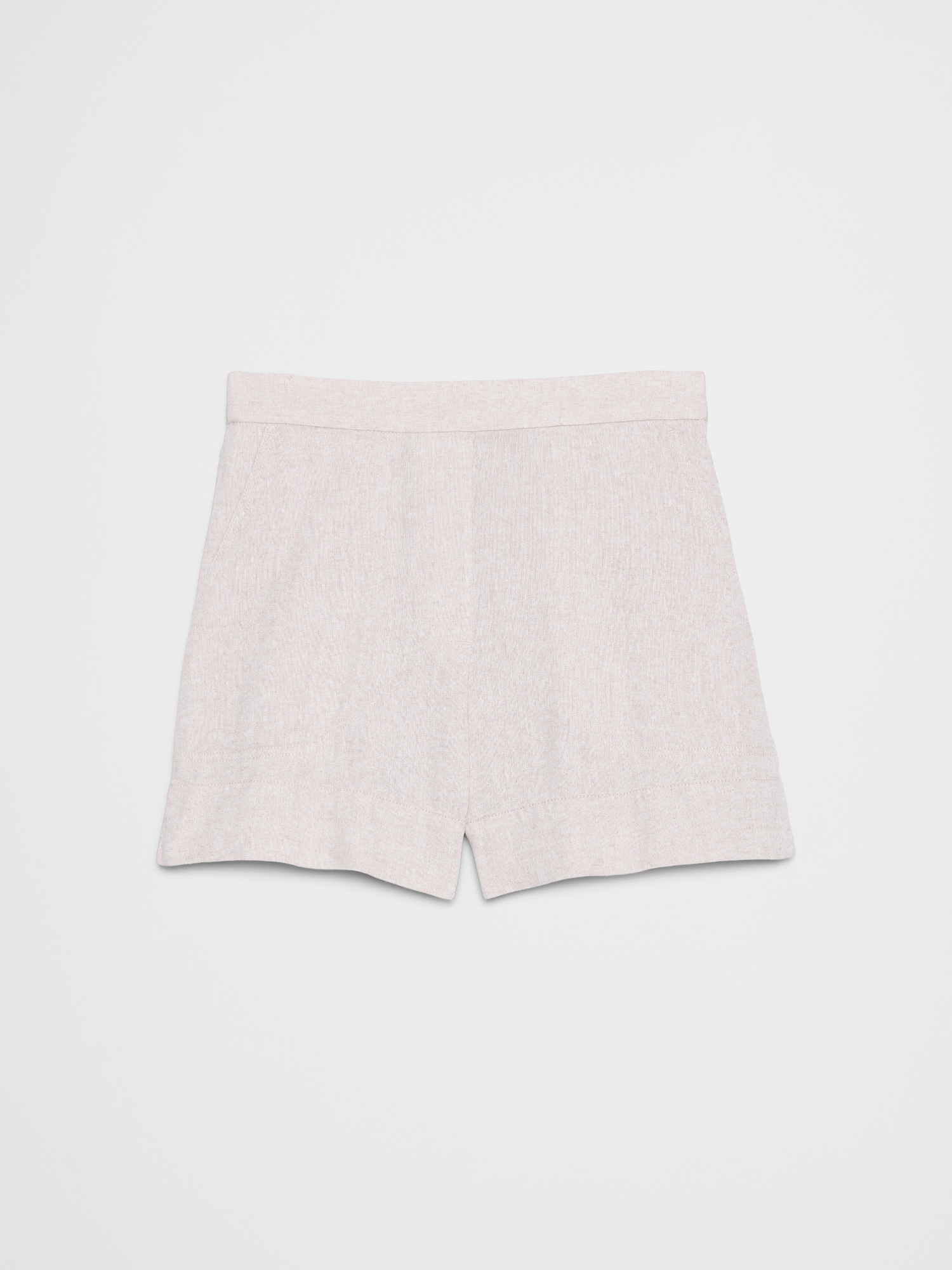 L'image numéro 4 présente Short à taille haute extensible en mélange de lin