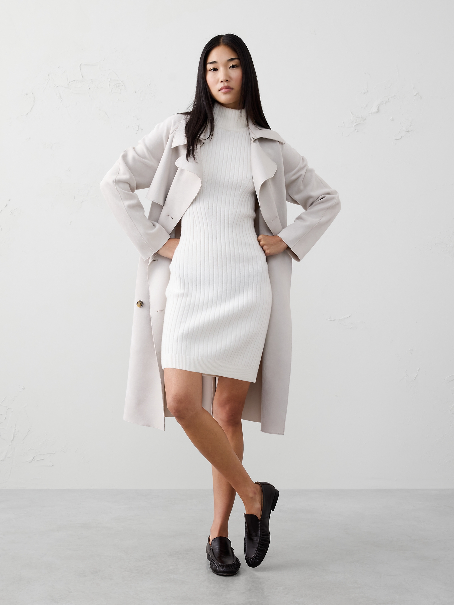 Image number 1 showing, Ribbed Mini Sweater Dress