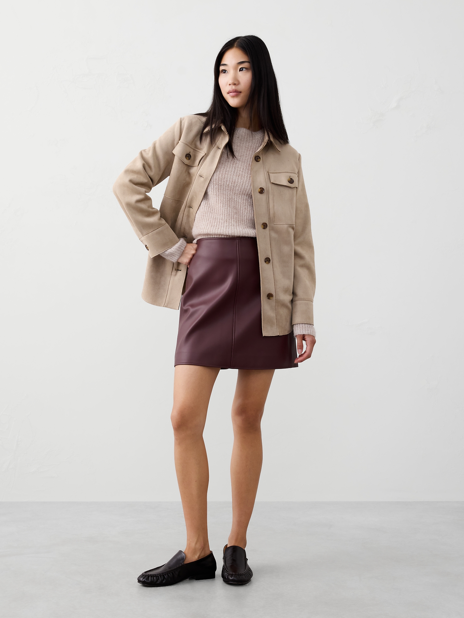 Image number 1 showing, Vegan Leather Mini Skirt