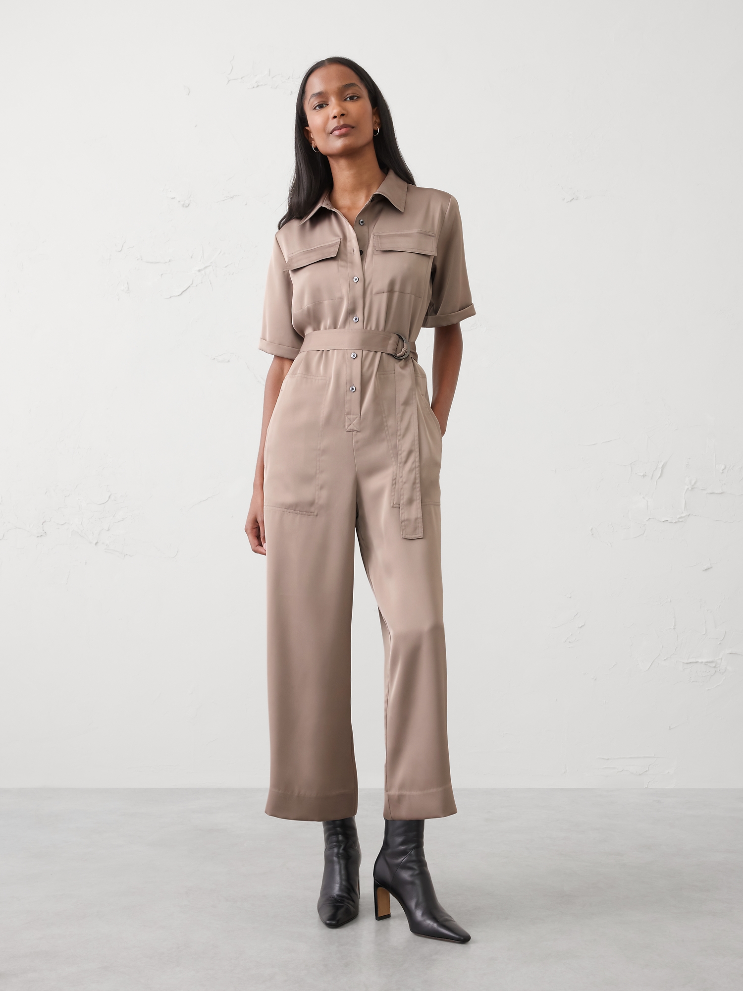 Image number 1 showing, Satin Utility Jumpsuit