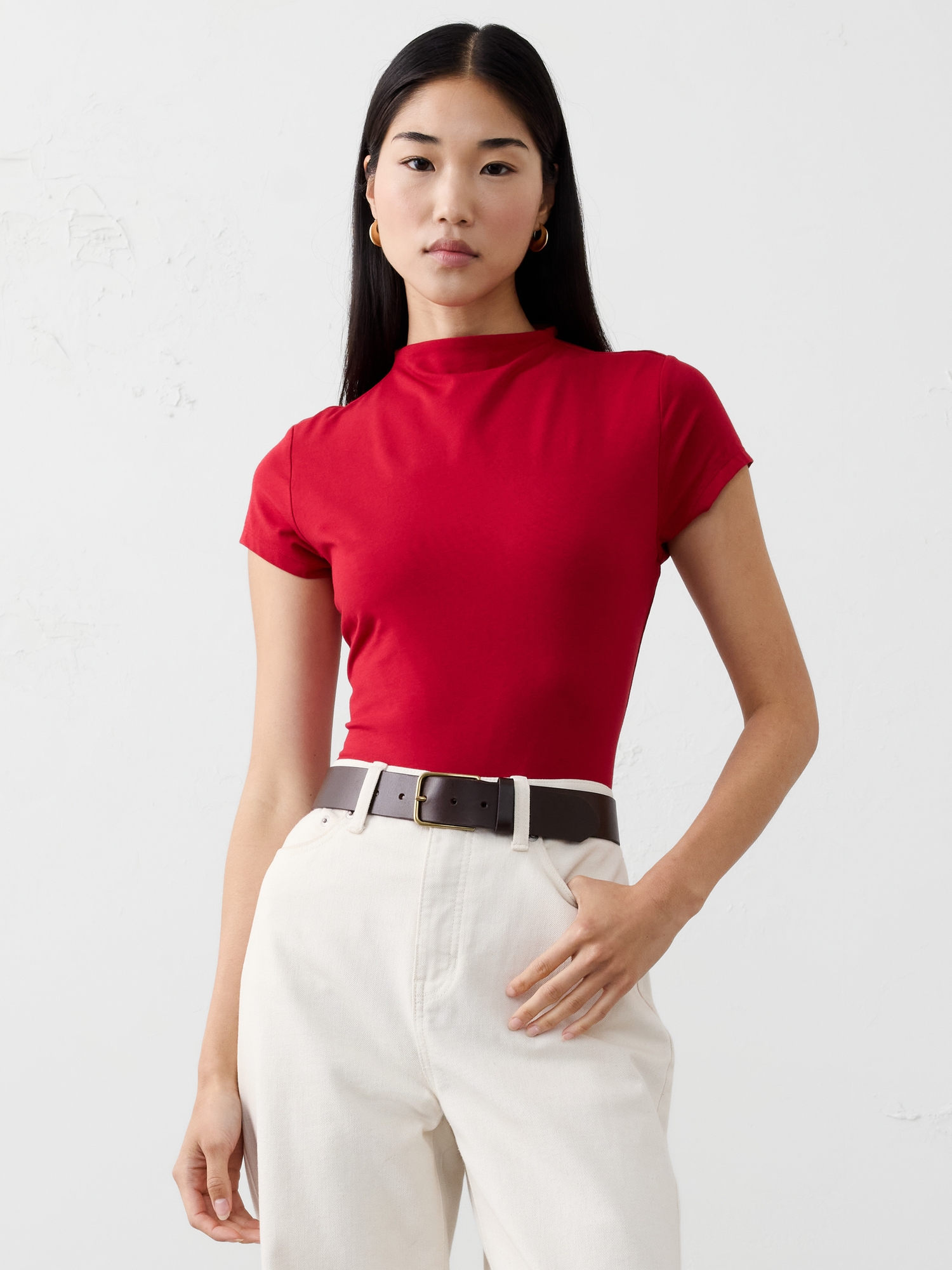 Soft Stretch Mock-Neck Top - Red Chakra