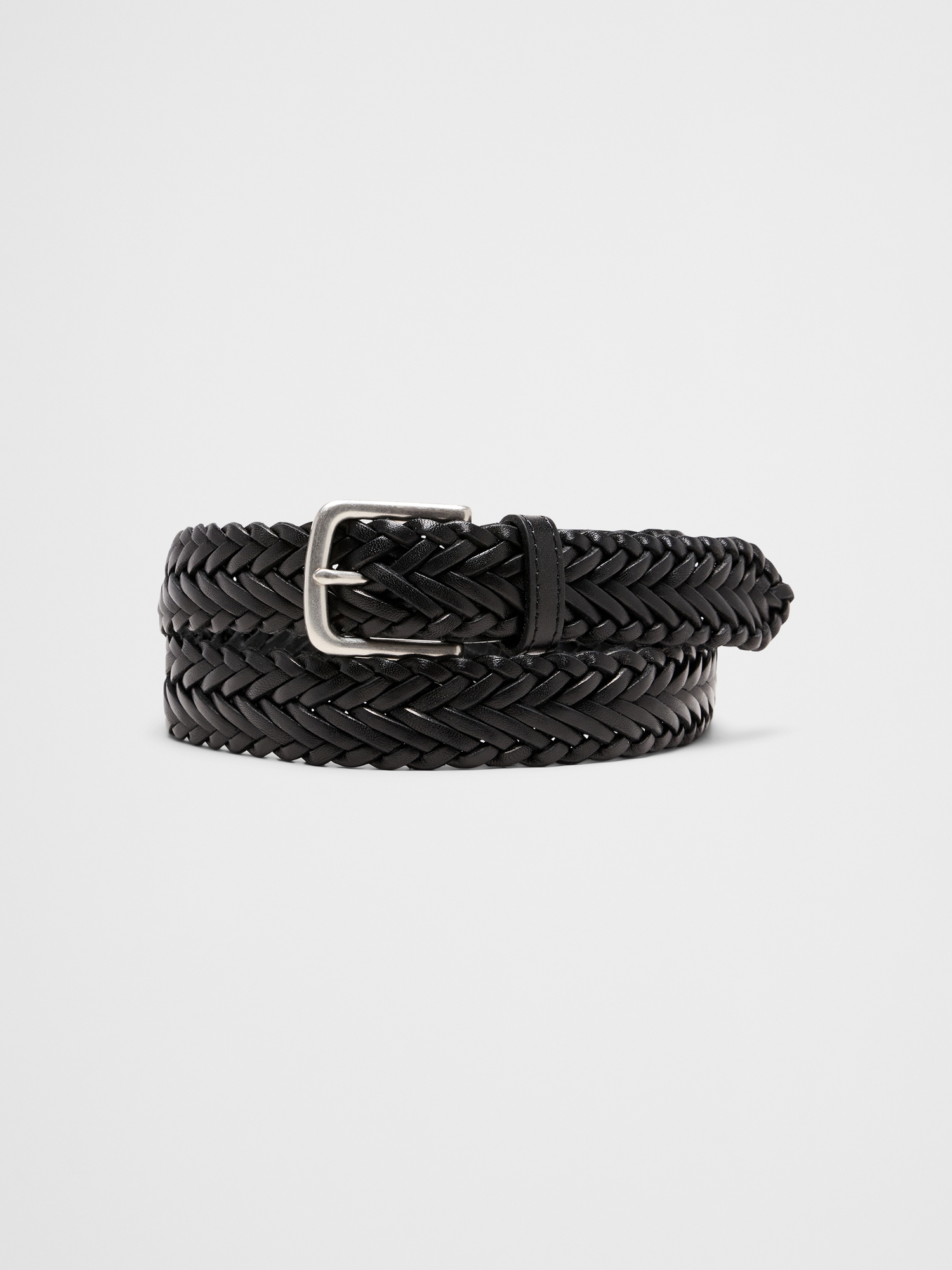 Ceinture en cuir tressé - Noir