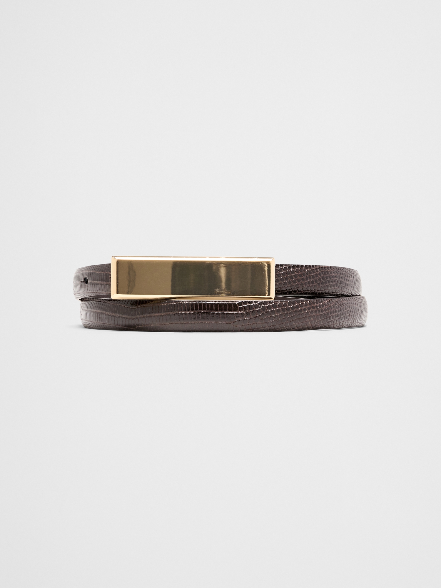 Ceinture habillée ultra-mince en cuir - Brun Chocolat