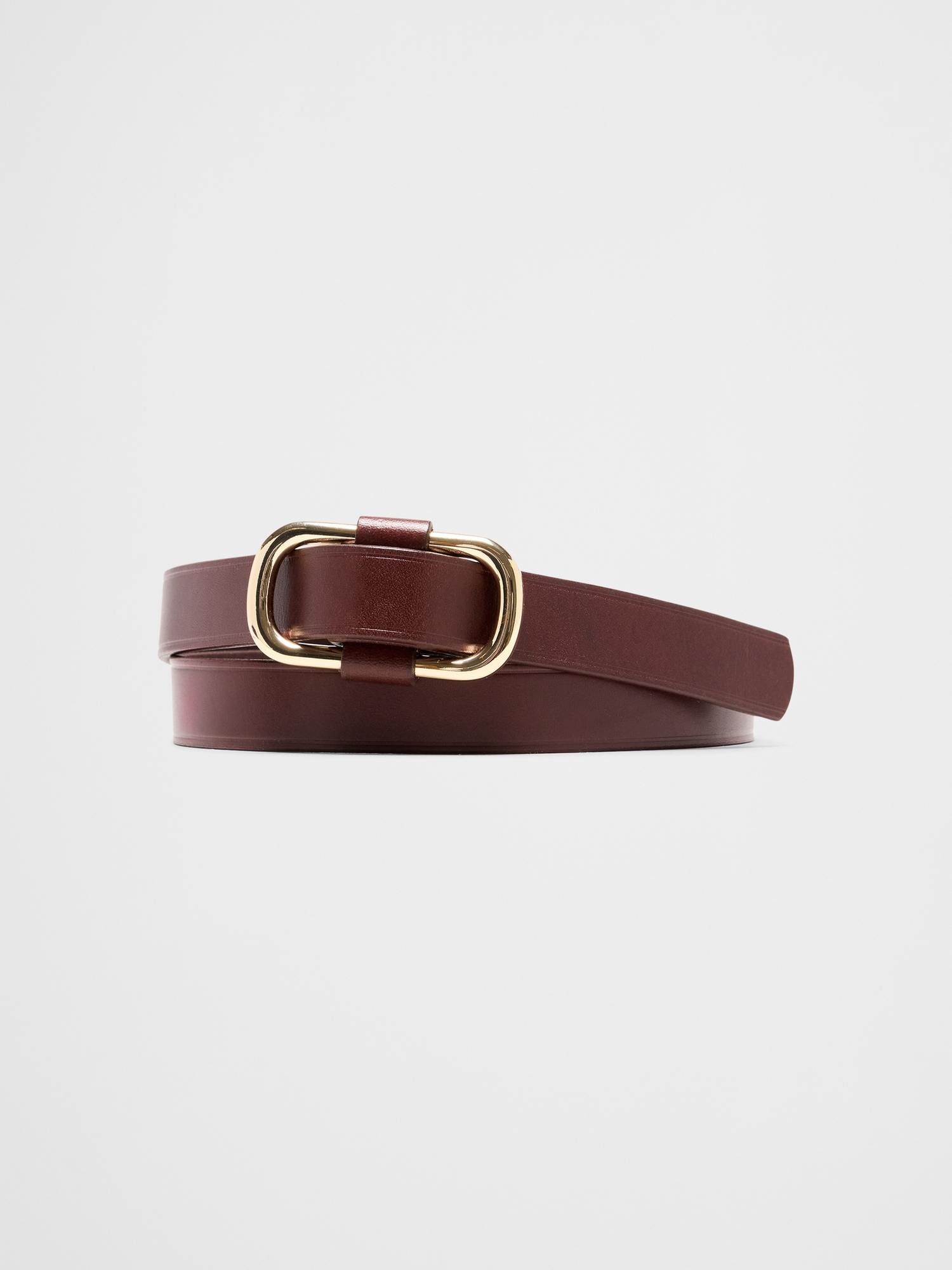 Ceinture en cuir à boucle carrée coulissante - Rouge Vin Vif