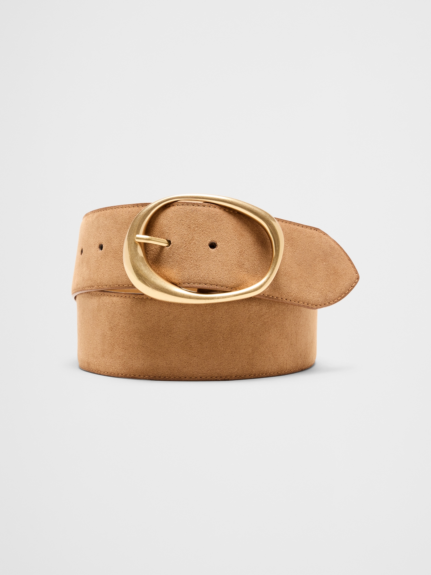 Ceinture large à boucle en cuir végane - Havane