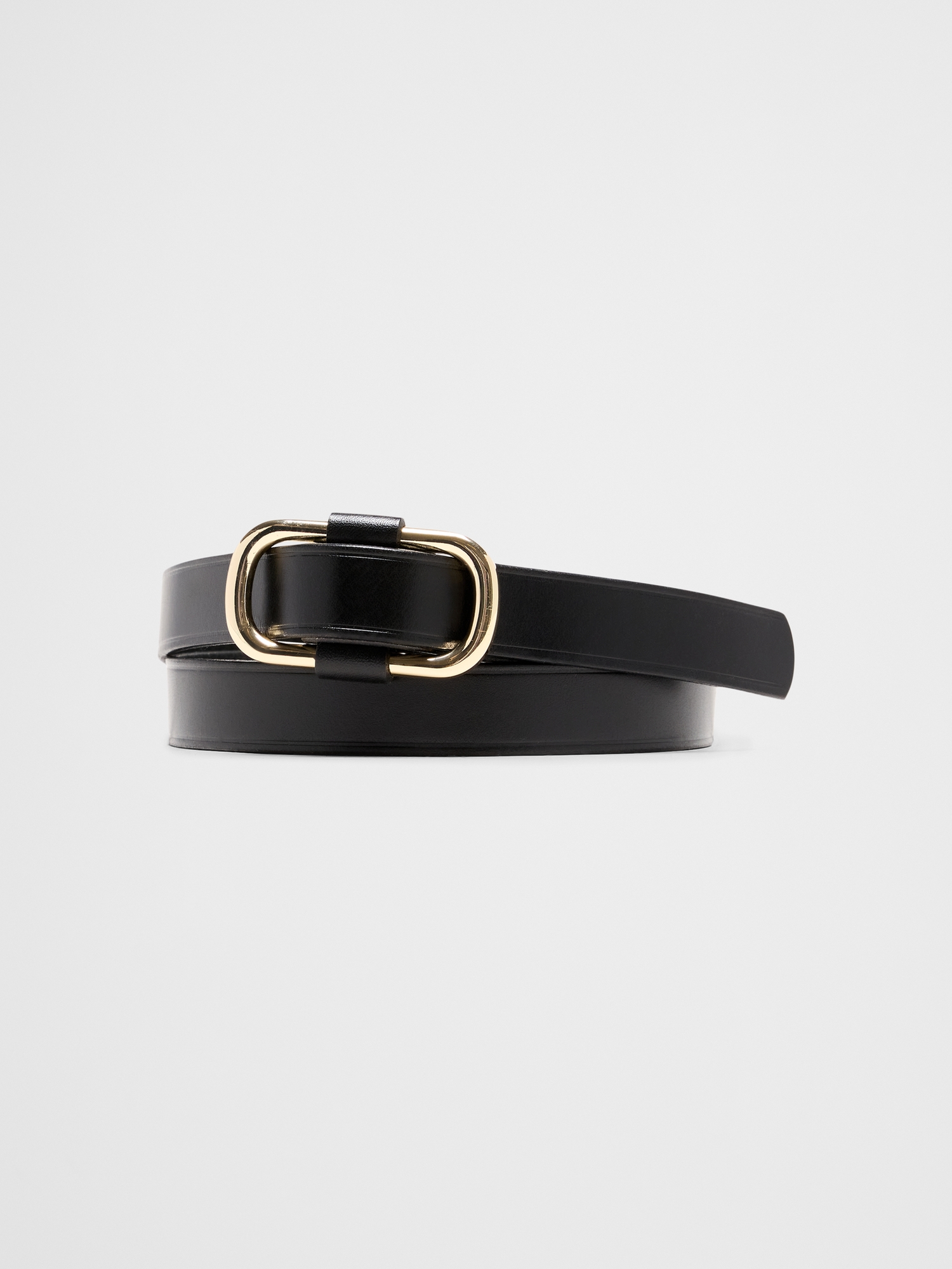 Ceinture en cuir à boucle carrée coulissante - Noir