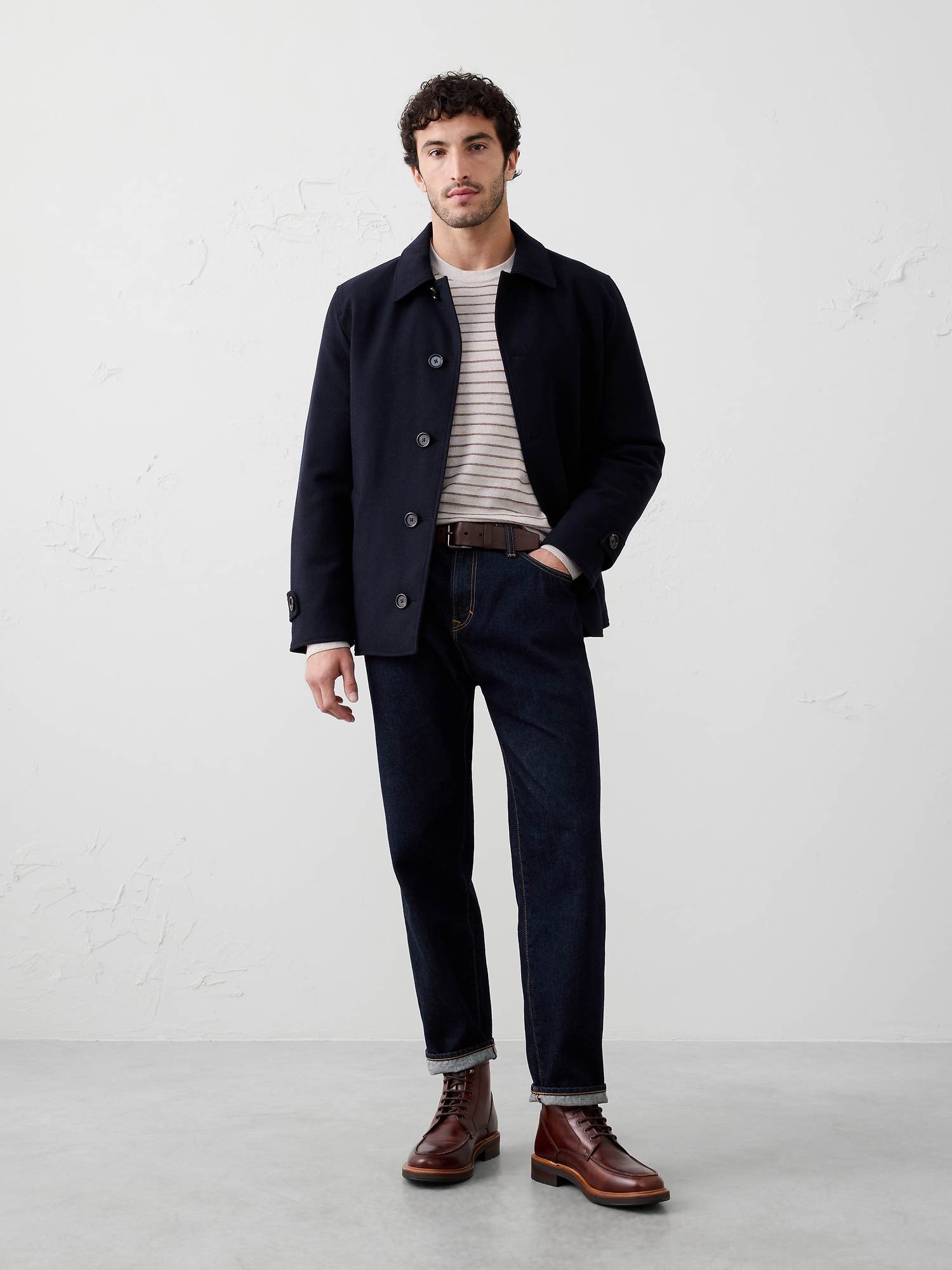 Image number 1 showing, Merino Wool Textured Striped Sweater