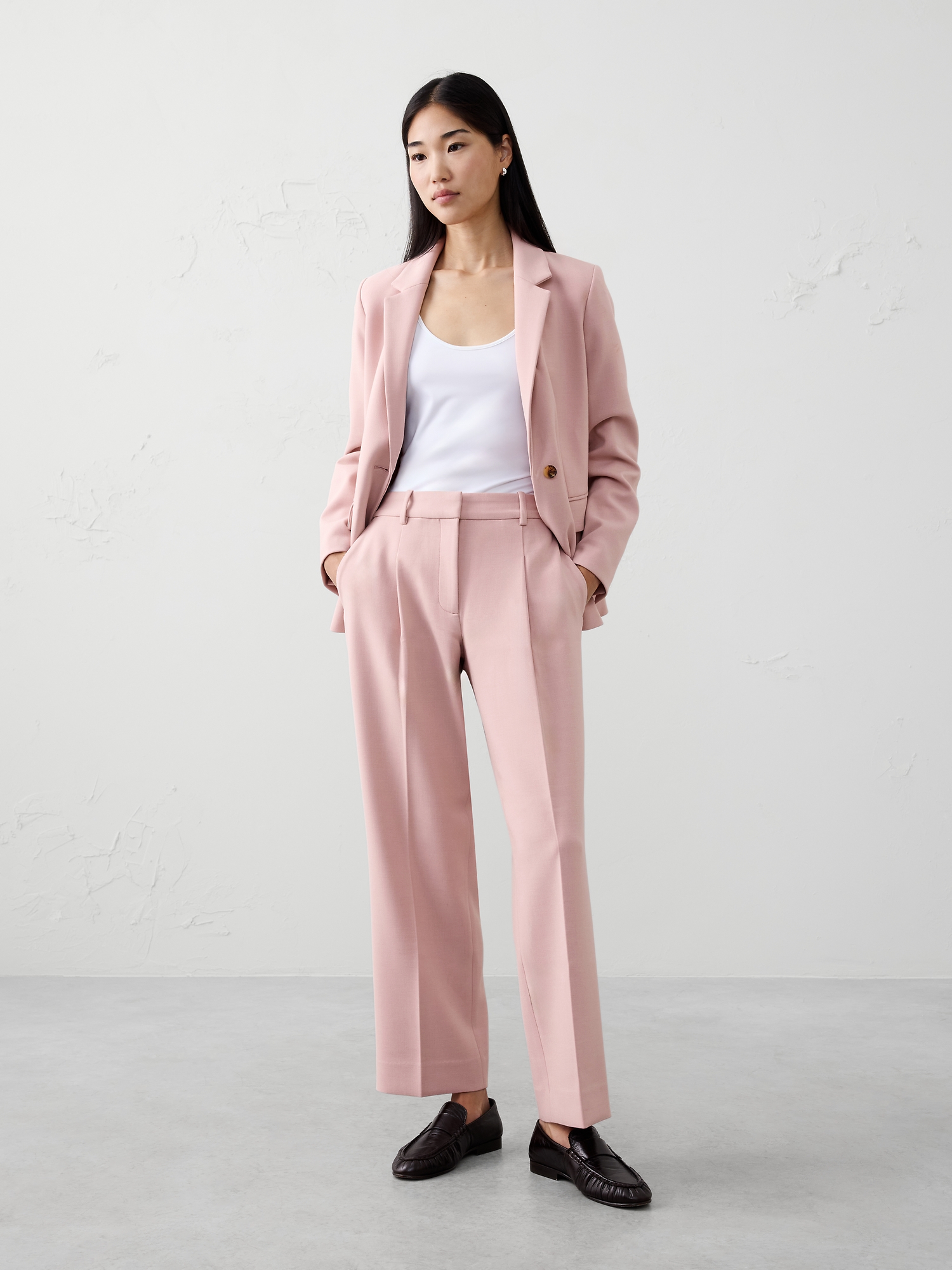 Image number 1 showing, Straight High-Rise Double Weave Trouser
