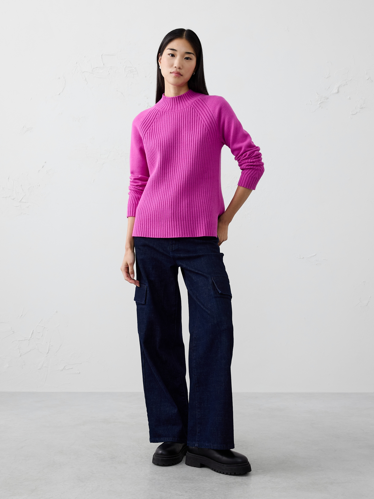 Image number 1 showing, Mixed Ribbed Turtleneck Sweater