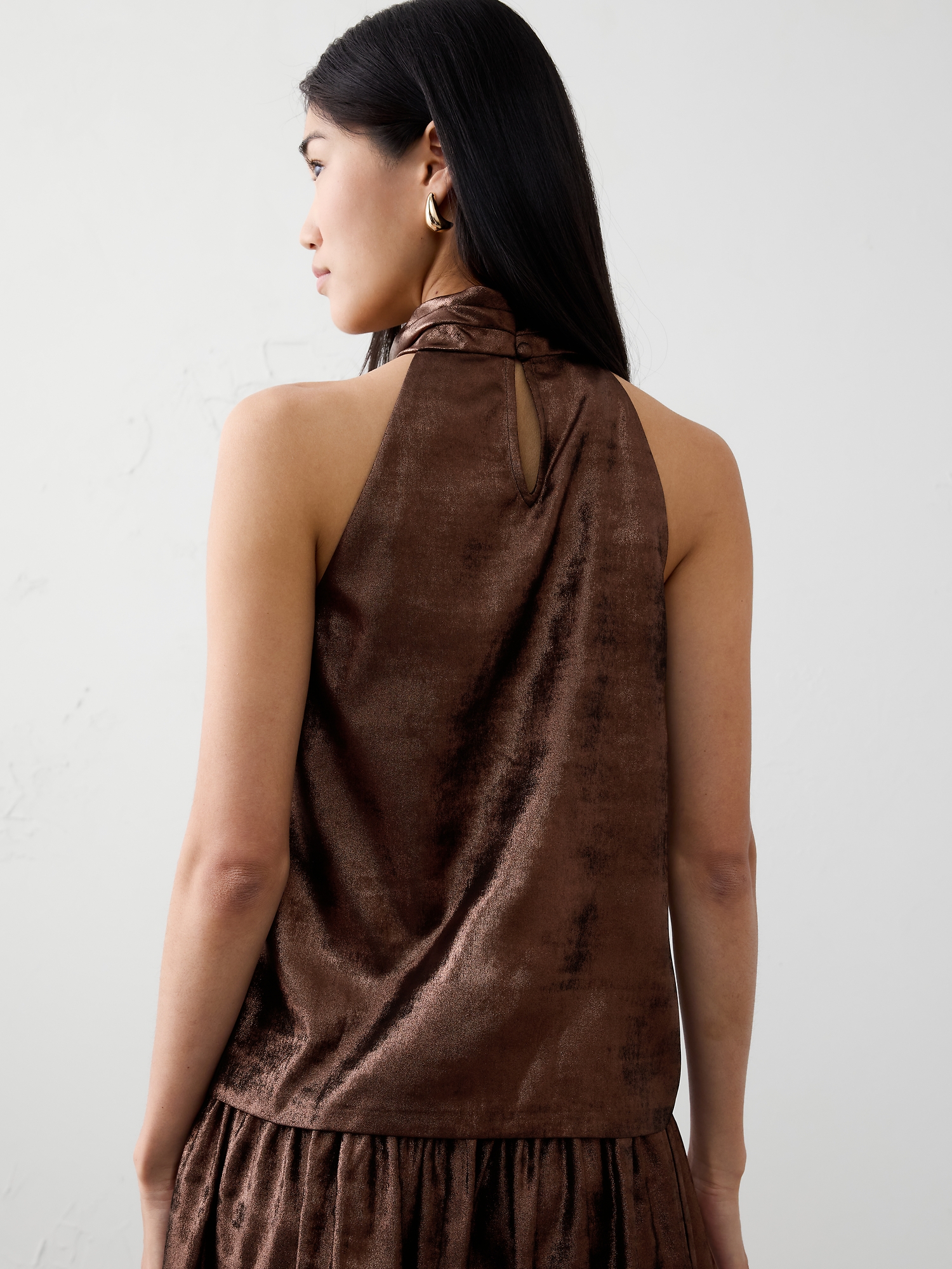 Image number 2 showing, Metallic Halter Mock-Neck Top
