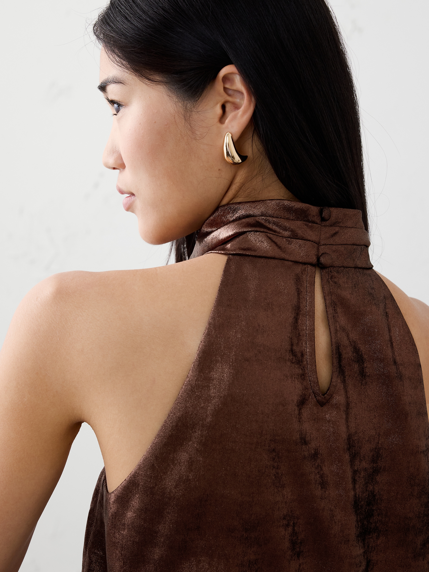 Image number 3 showing, Metallic Halter Mock-Neck Top