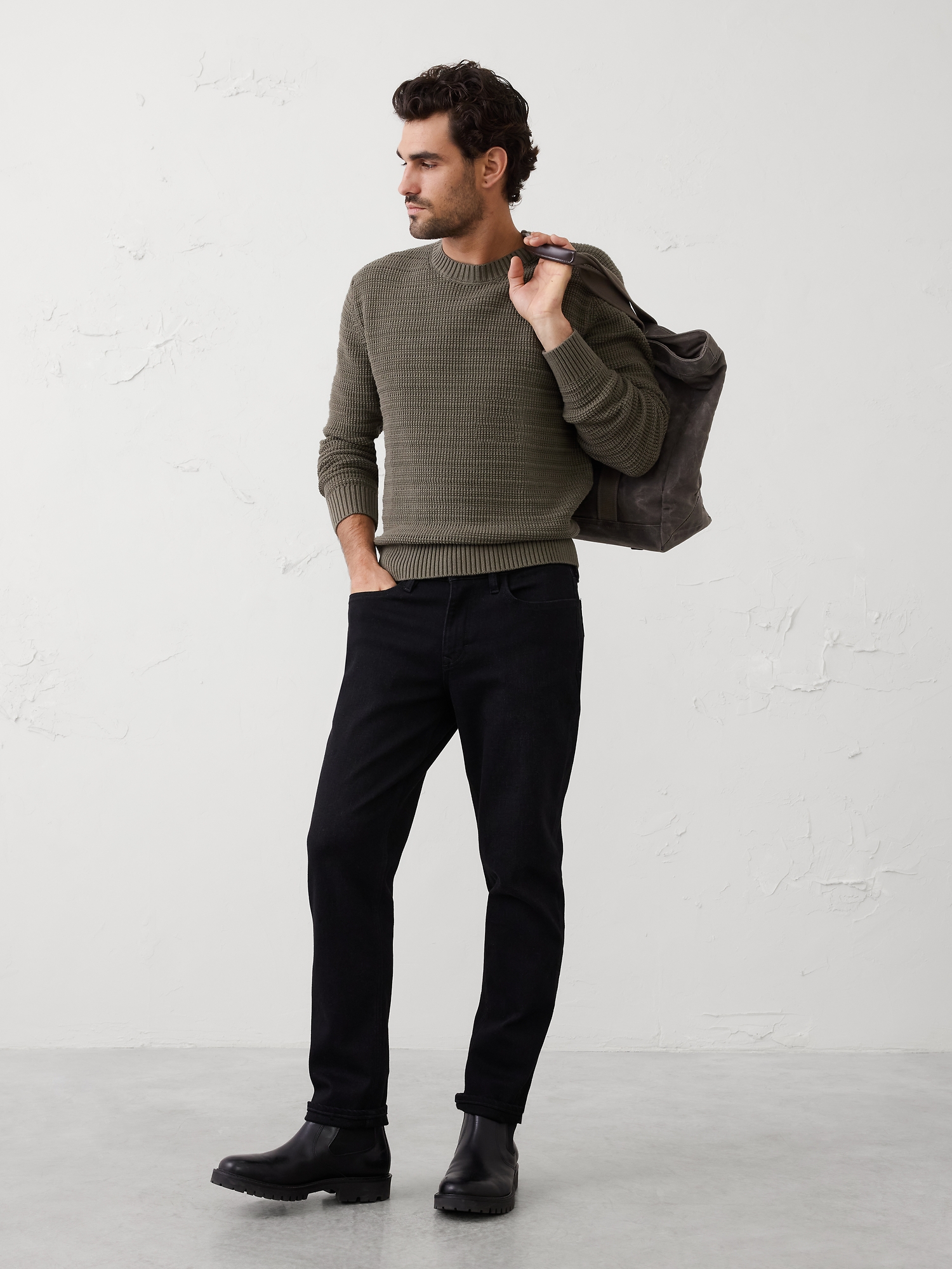 Textured Sweater - Dark Olive