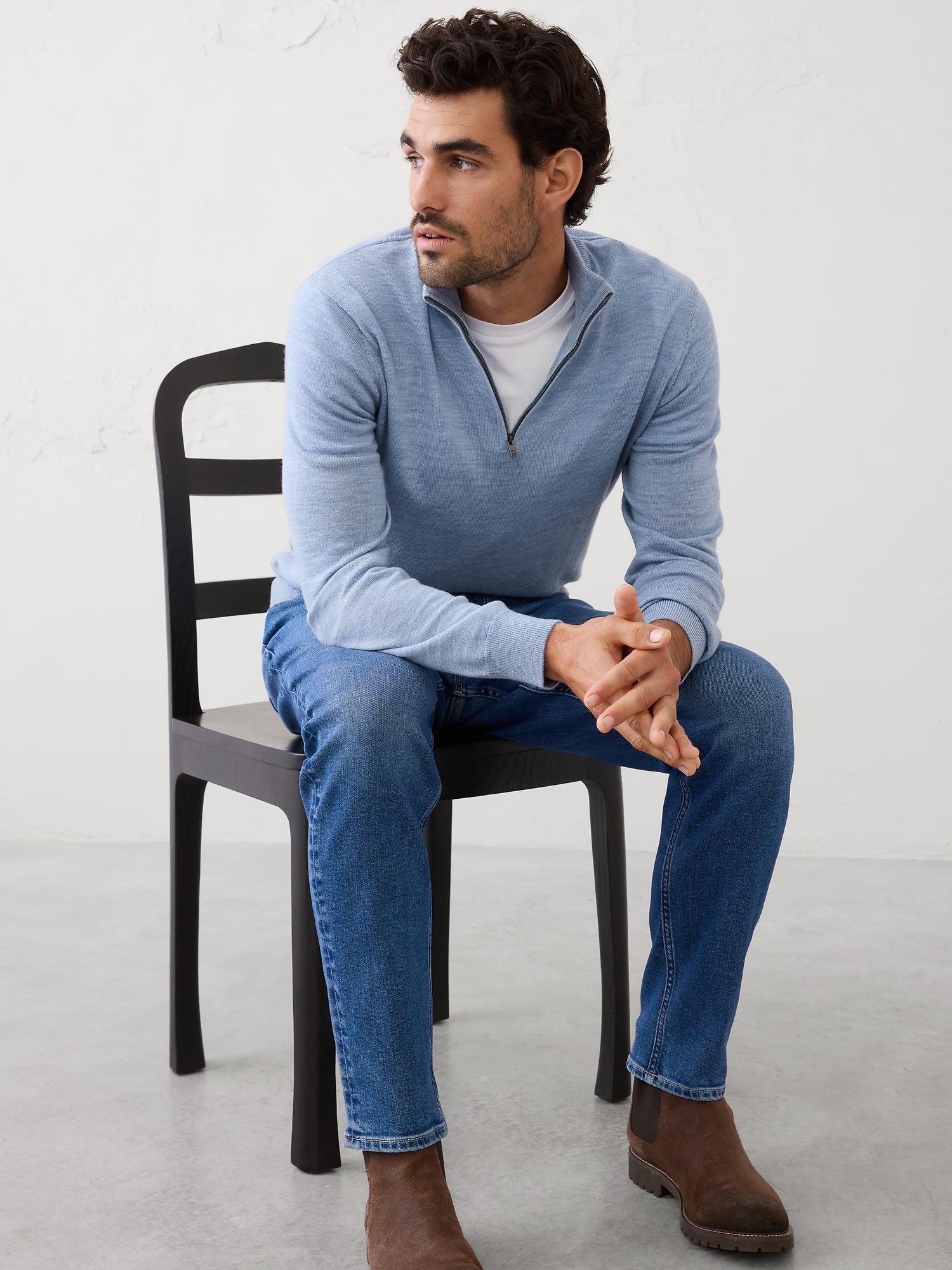 Image number 1 showing, Merino Wool Half-Zip Sweater