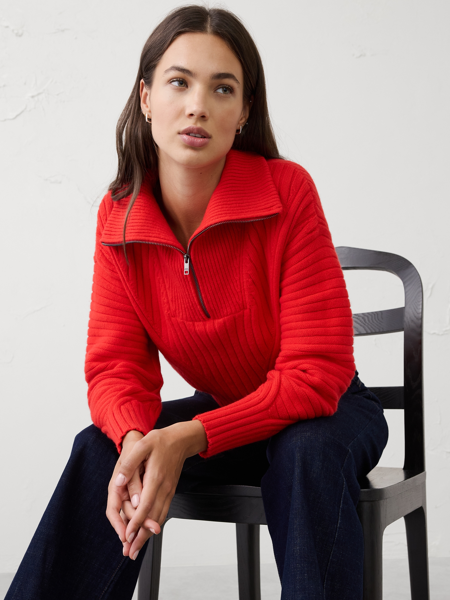 Image number 1 showing, Ribbed Quarter-Zip Sweater