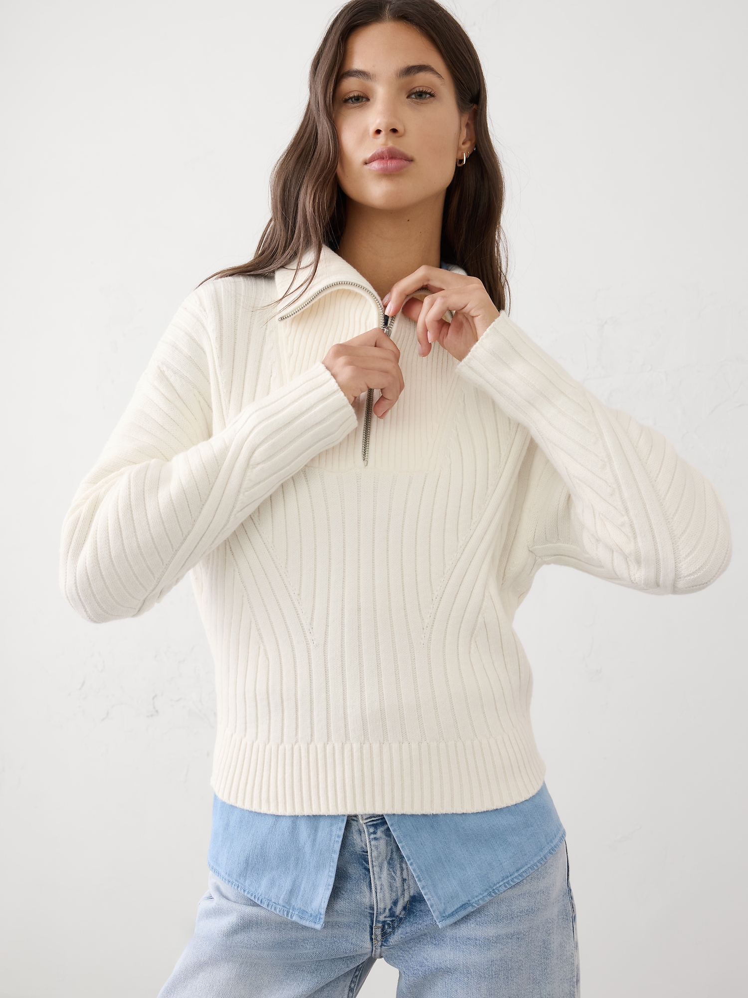 Image number 3 showing, Ribbed Quarter-Zip Sweater