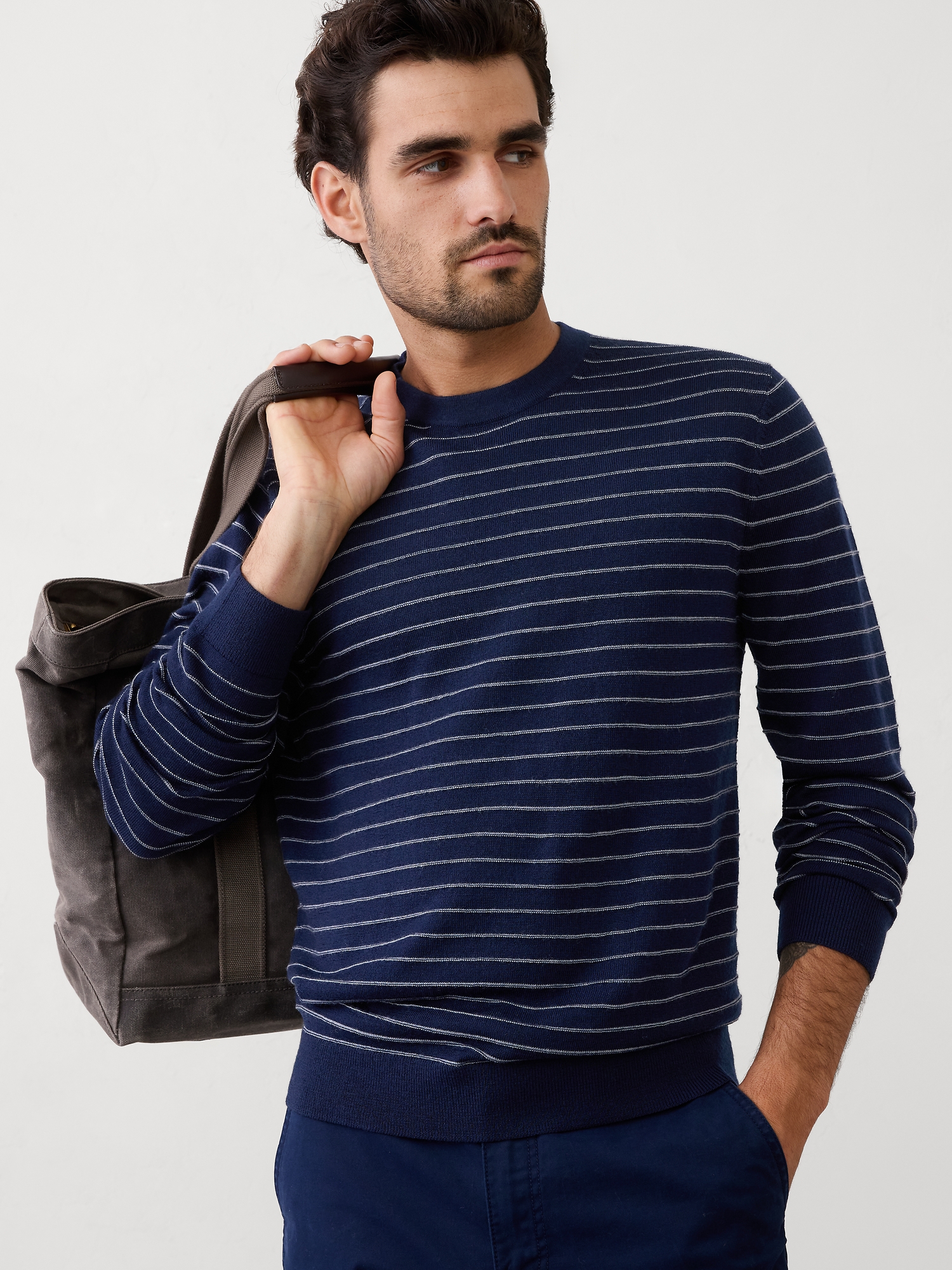 Image number 1 showing, Merino Wool Textured Striped Sweater