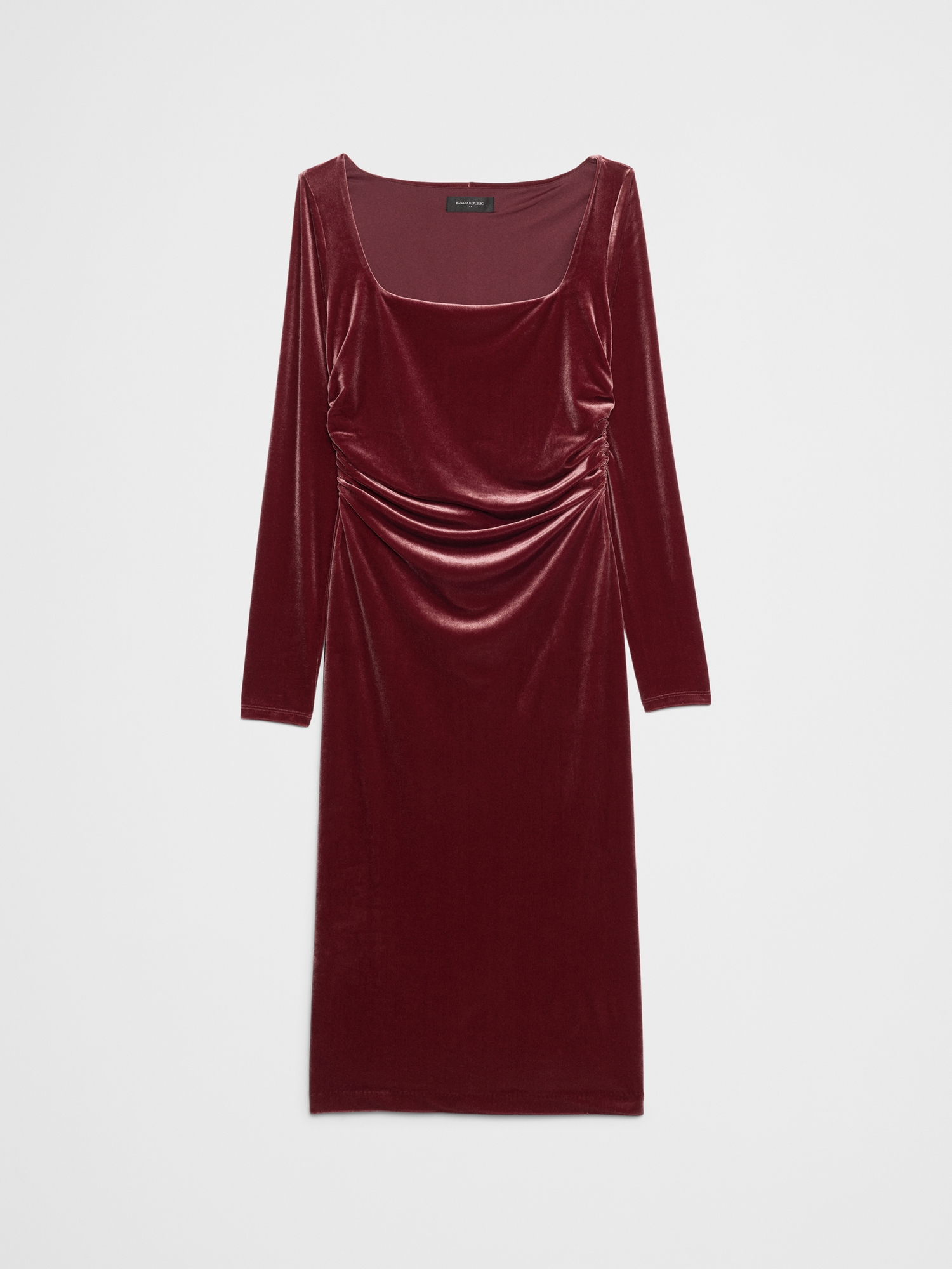 Image number 4 showing, Velvet Shirred-Waist Midi Dress