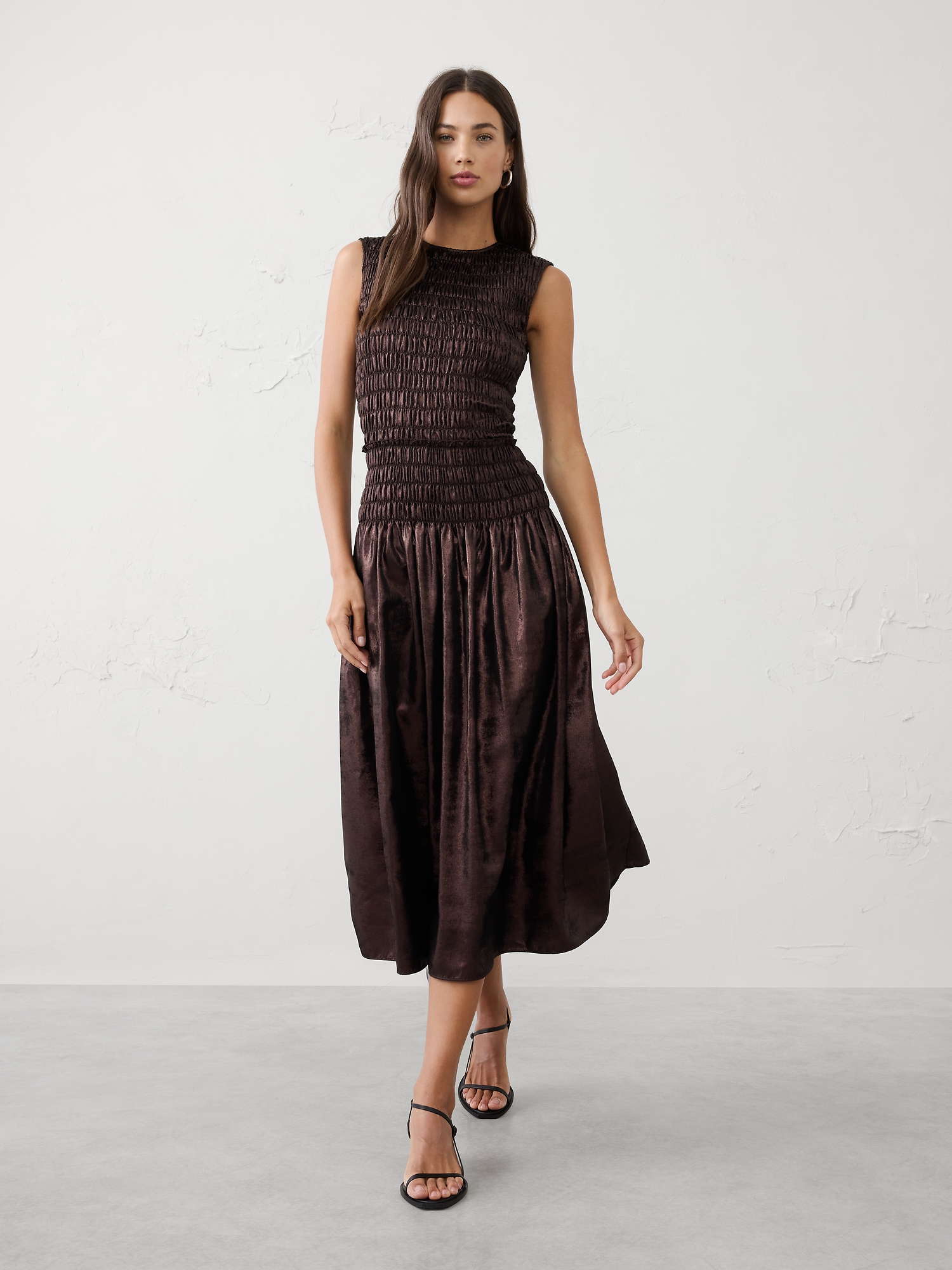 Image number 1 showing, Metallic Maxi Fit-and-Flare Dress