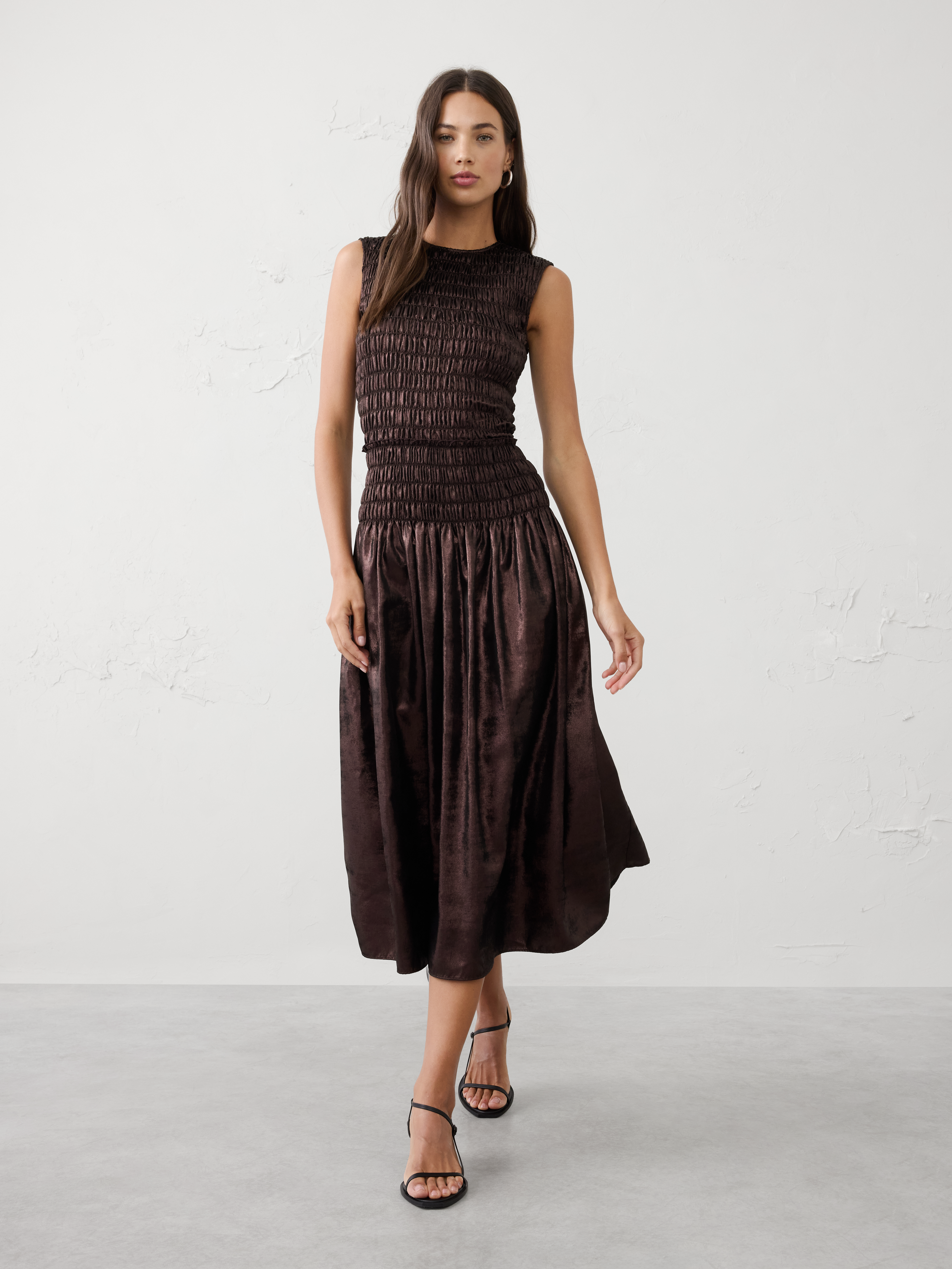 banana republic maxime metallic maxi dress Banana Republic Maxime Metallic Maxi dress, size L, silver. Originally $200.00