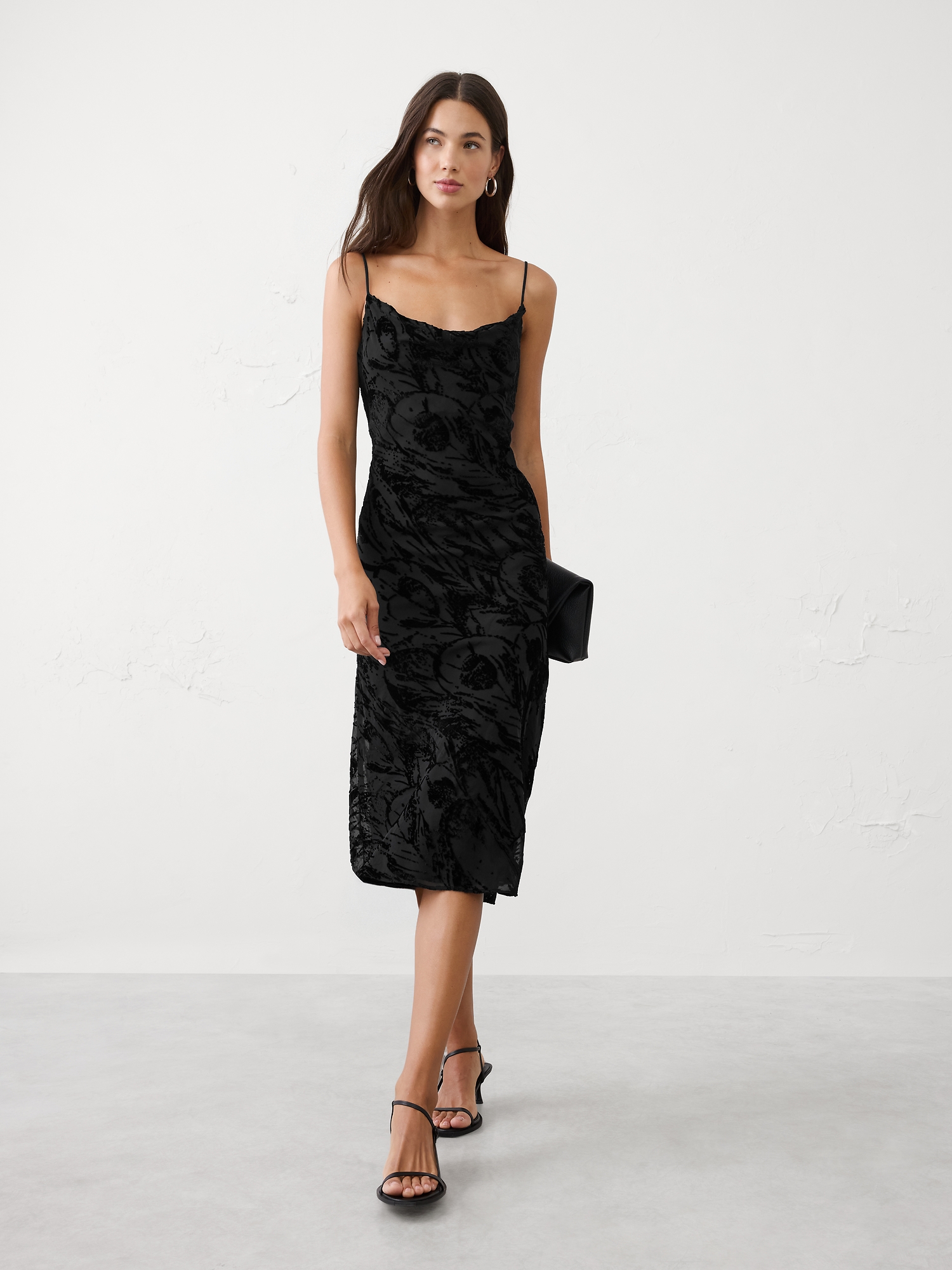 Robe fourreau mi-longue en velours d’aspect usé - Imprimé Rose Brûlé