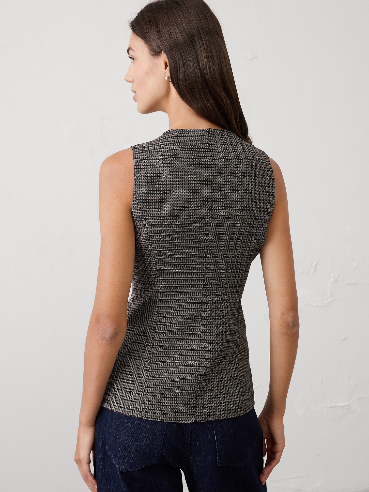 Image number 2 showing, Houndstooth Long Vest