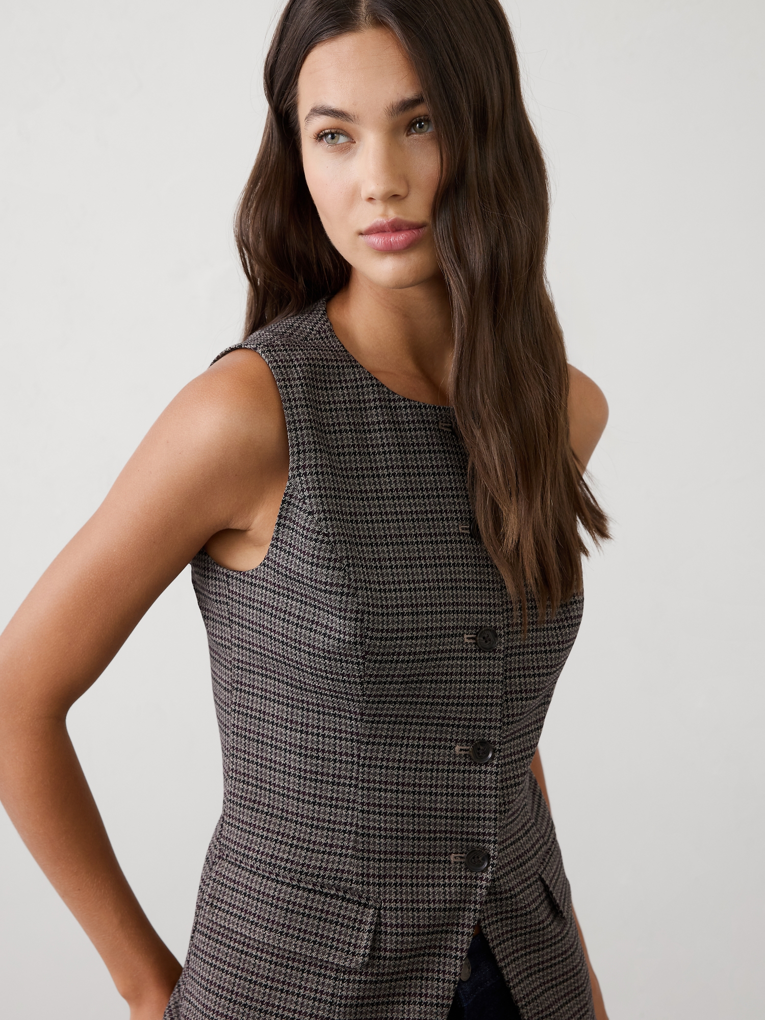 Image number 3 showing, Houndstooth Long Vest