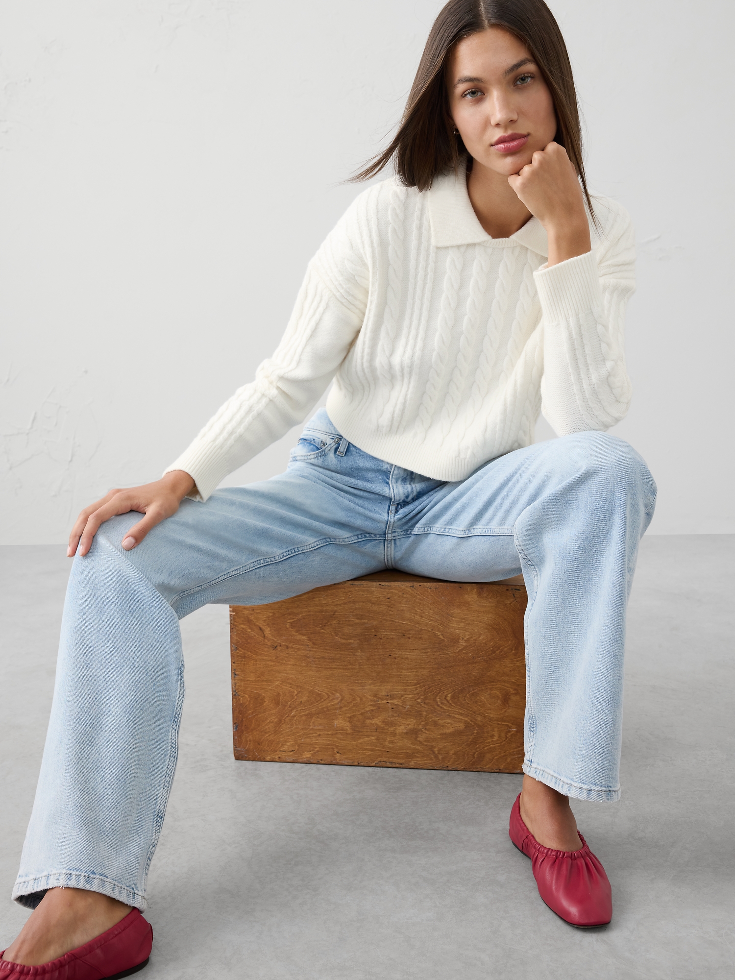 Perfectly Soft Cable Sweater - Snow Day
