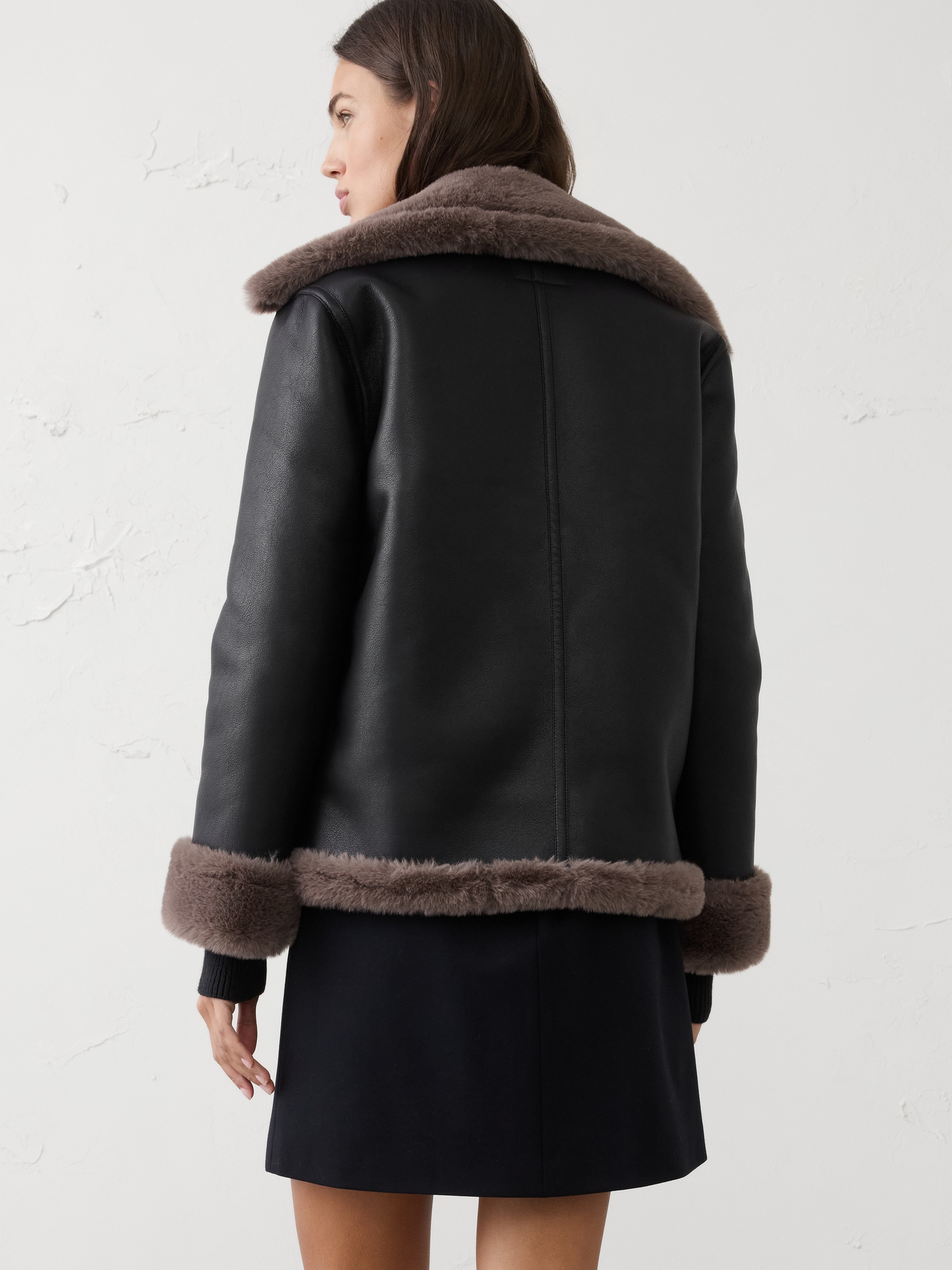 Image number 2 showing, Vegan Leather and Faux Fur Jacket